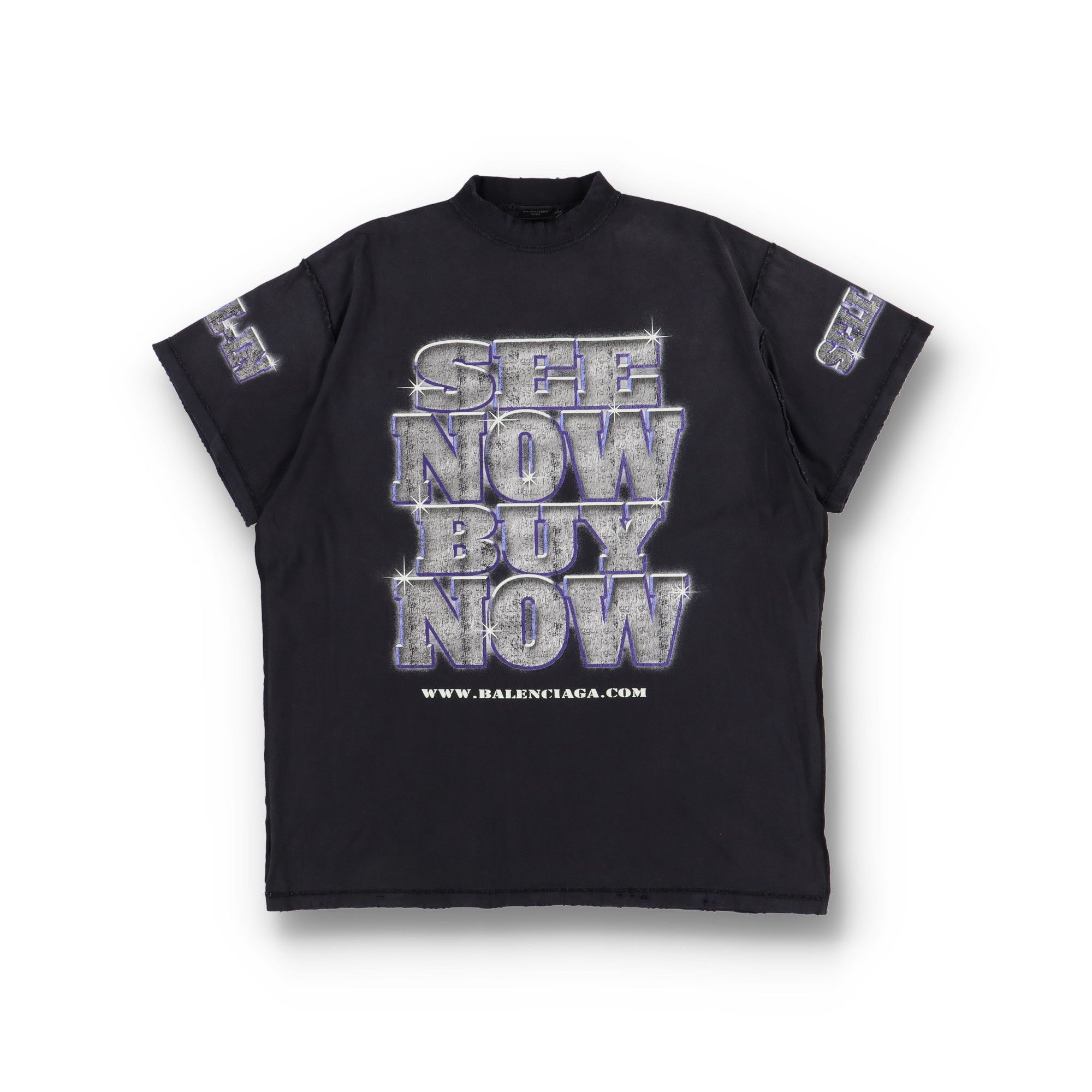 Balenciaga Washed Black Inside-Out SNBN Logo Oversized T-Shirt Size US L / EU 52-54 / 3 - 1 Thumbnail