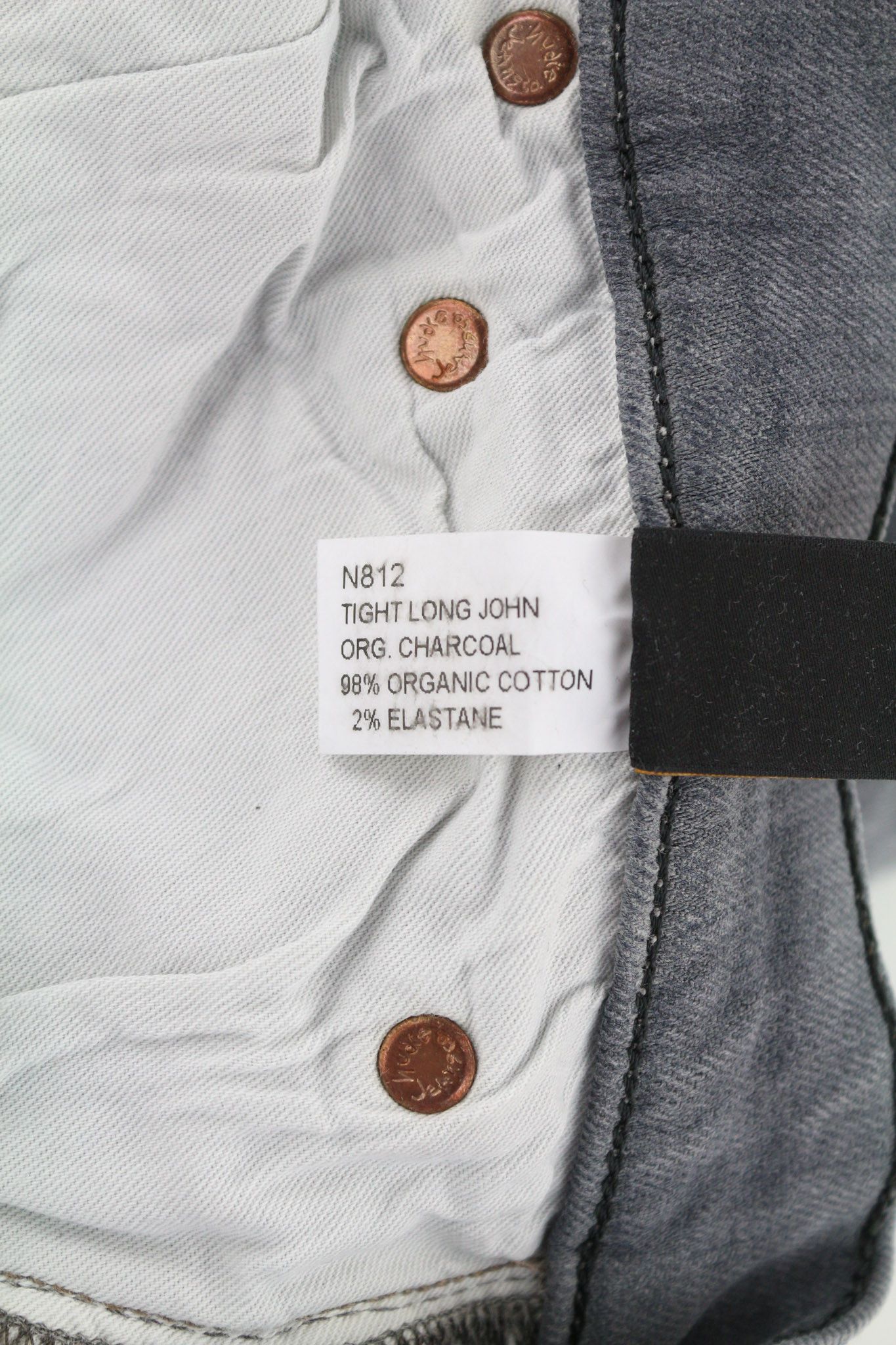Nudie Jeans TIGHT LONG JOHN W32/L34 Organic Charcoal Logo Zip 80708 Size US 32 / EU 48 - 7 Thumbnail