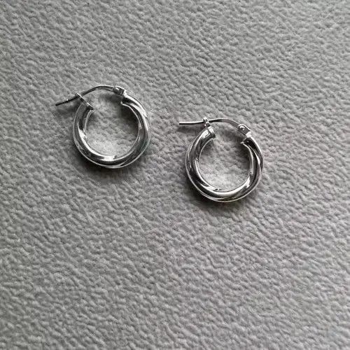 Jewelry TWISTED STERLING SILVER HOOP EARRINGS for men Size ONE SIZE - 1 Thumbnail
