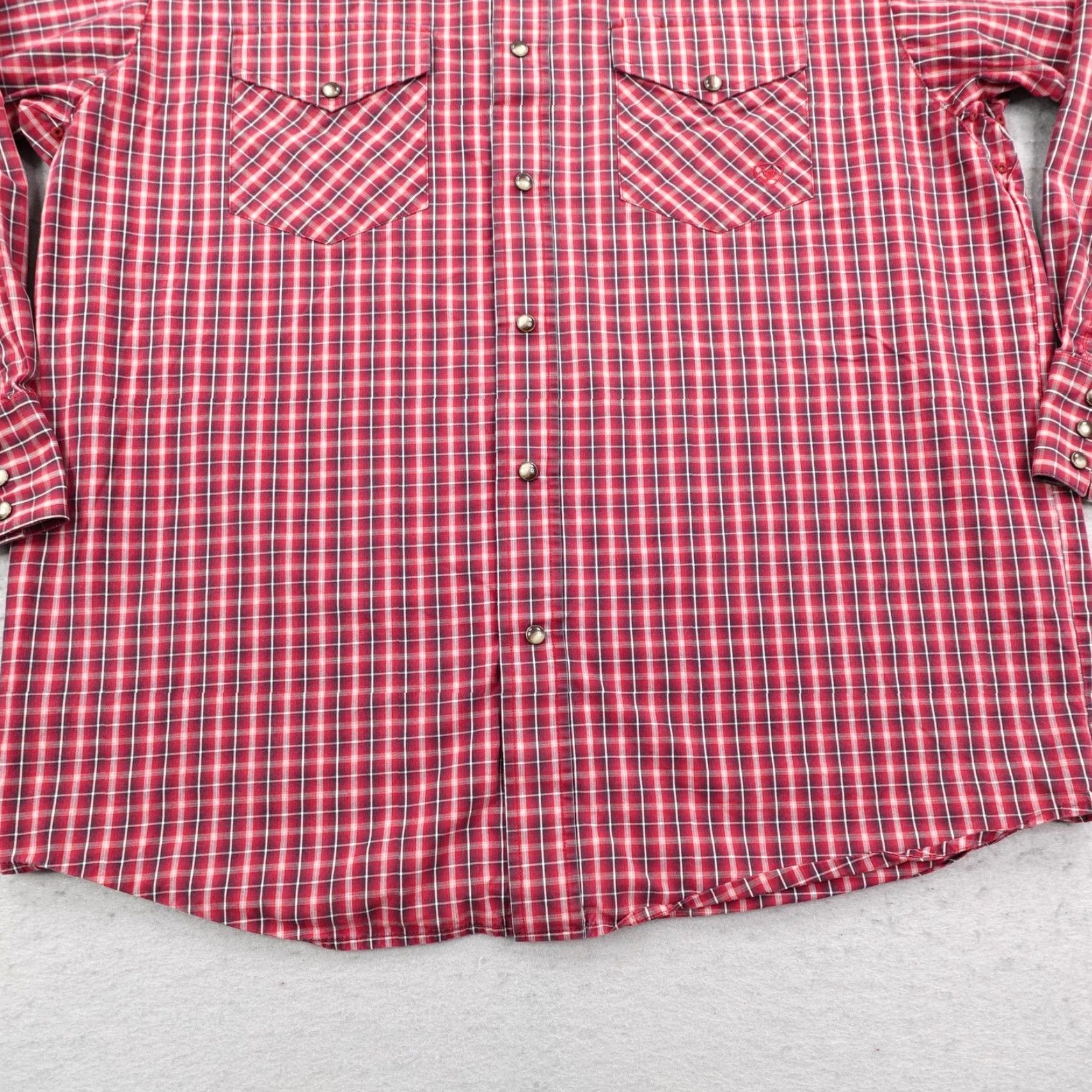 Ariat Ariat Shirt Western Pearl Snap Plaid Pro Series Red White Mens Large Regular Long Sleeve Button-Up Shirt Size US L / EU 52-54 / 3 - 4 Thumbnail