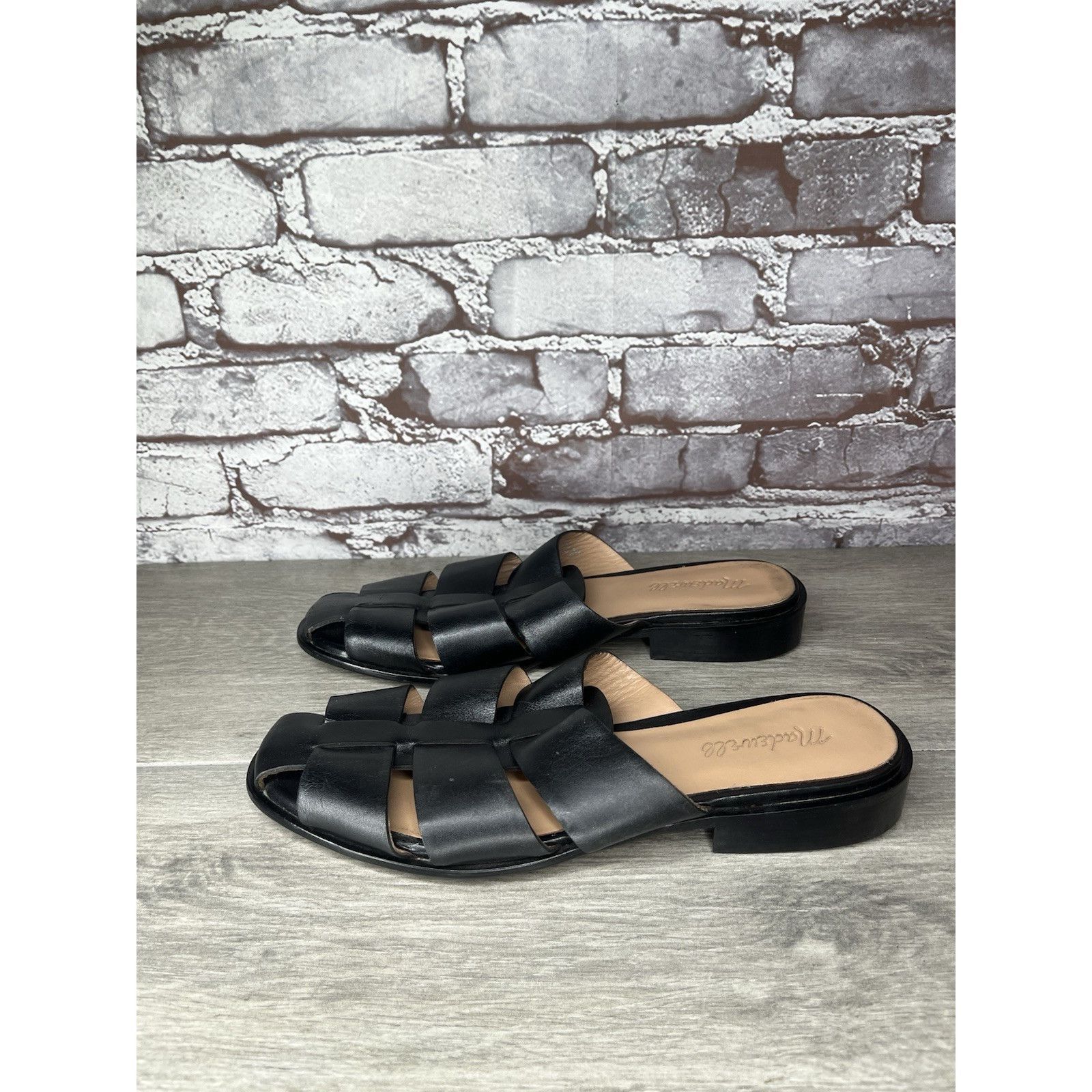 Madewell Madewell The Dixson Fisherman Black Leather Slide Mules Heel Size US 8.5 / IT 38.5 - 20 Thumbnail