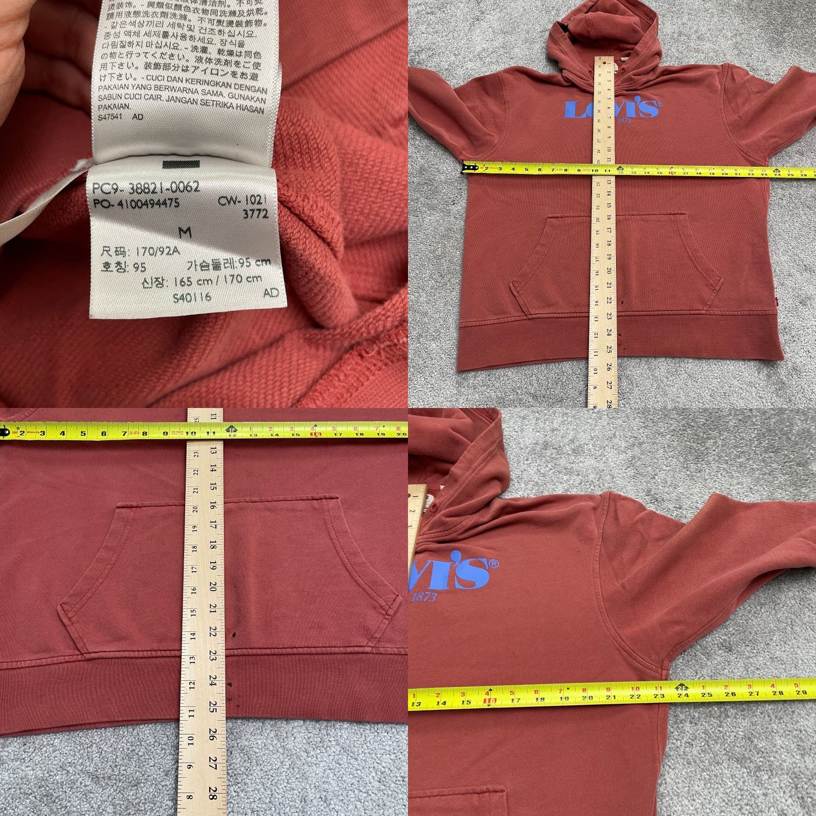 Levi's Levi's Hoodie Pullover Mens M Orange Graphic Print Hooded Relaxed Fit Casual Sweatshirt Size US M / EU 48-50 / 2 - 10 Thumbnail