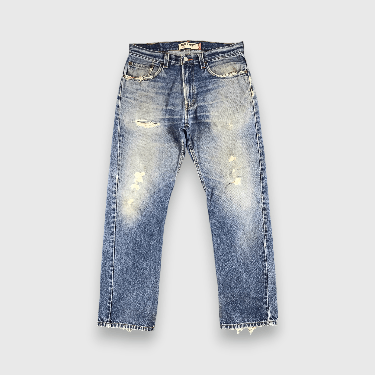 Levi's Vintage Distress Light Wash Levis 505 Jeans-J1252 Size US 35 - 1 Thumbnail