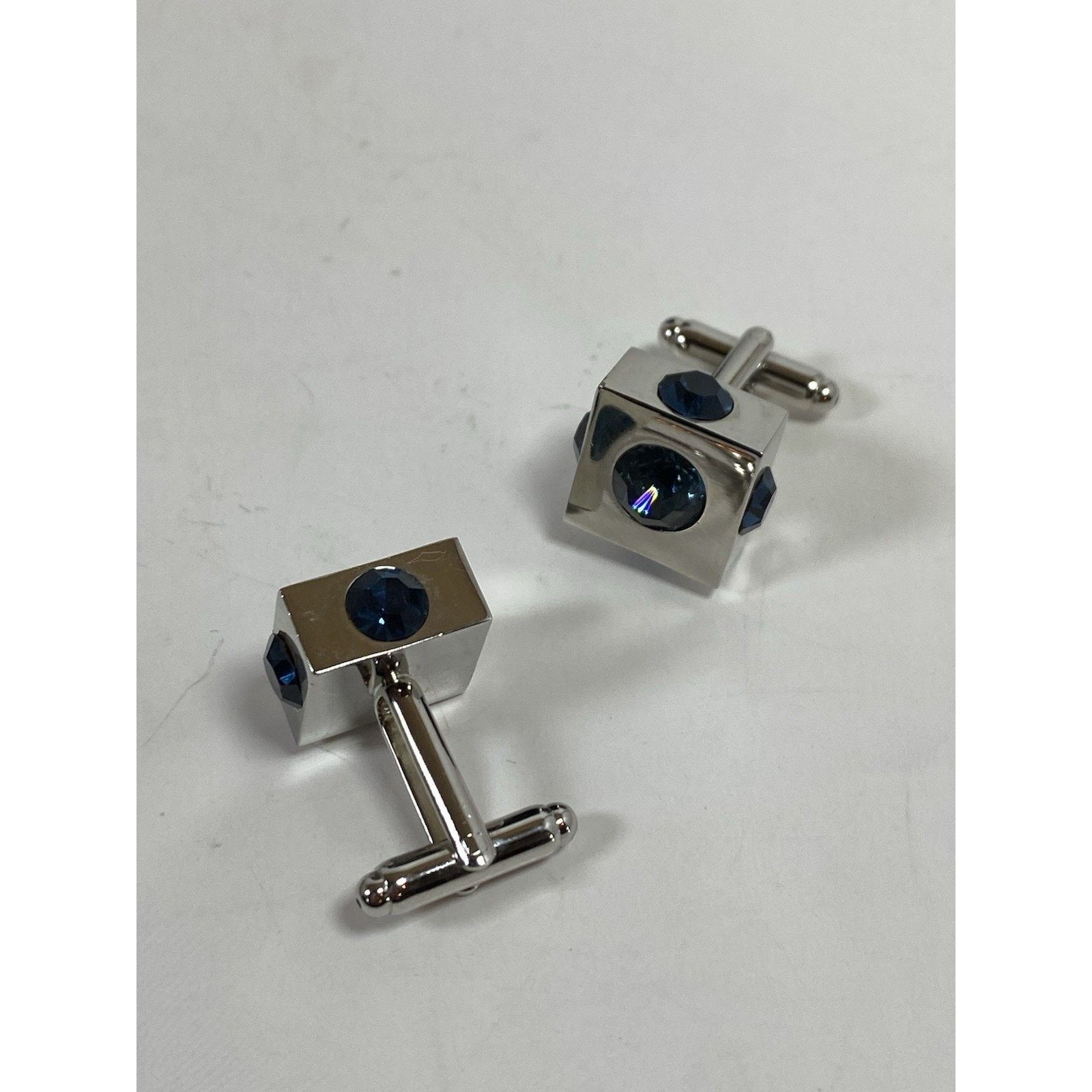 Other Cubic Cufflinks w Blue Stones Size ONE SIZE - 1 Thumbnail