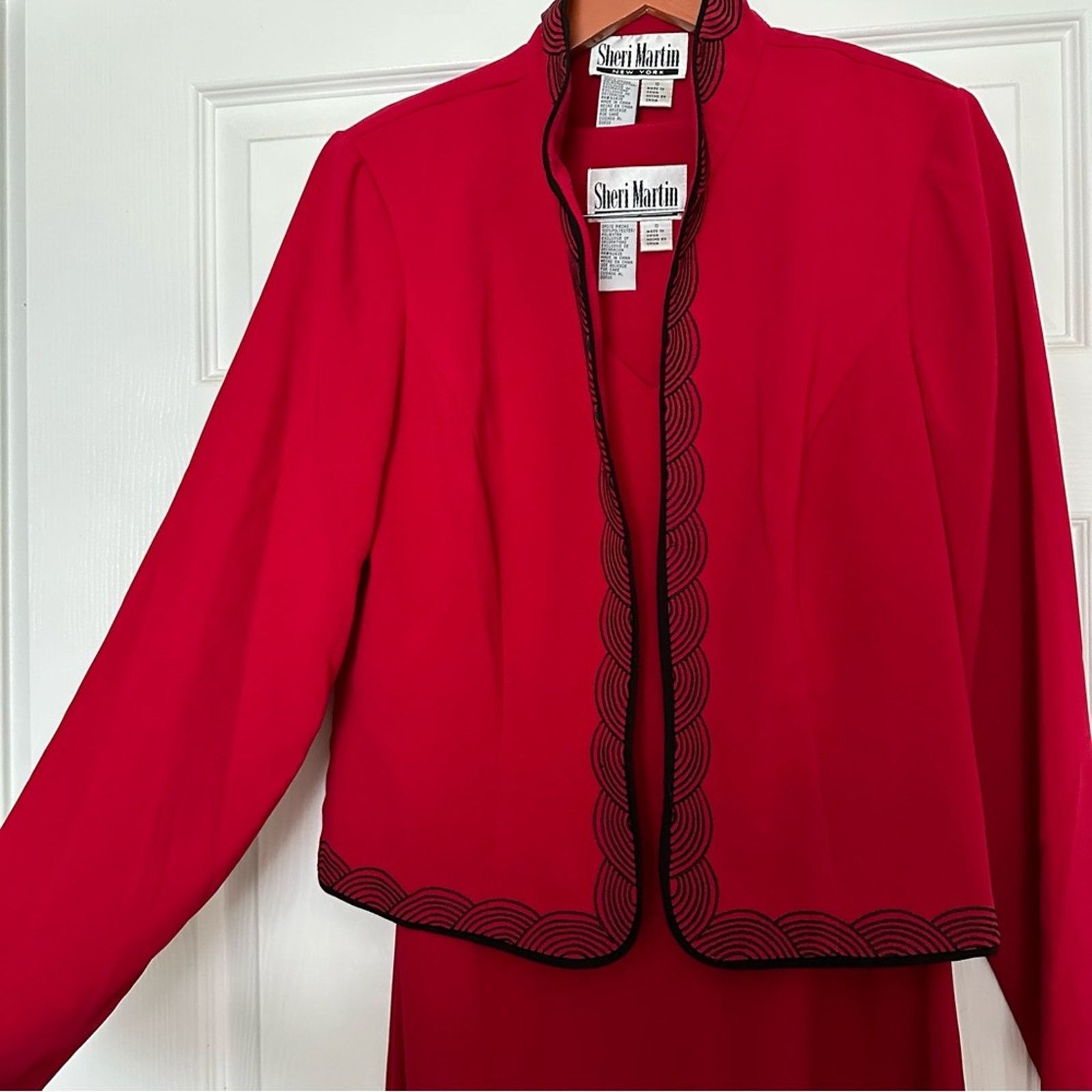 Other Vintage like NEW Sheri Martin 2 piece Red Dress & Jacket Size L / US 10 / IT 46 - 3 Thumbnail