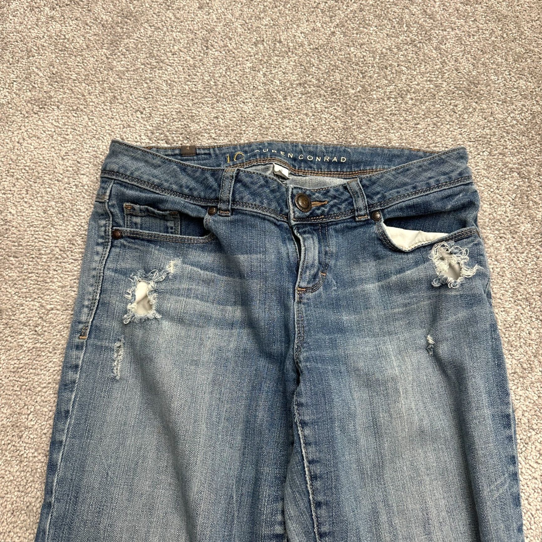 Vintage LC Lauren Conrad Jeans Women 4 Blue Medium Mid Rise Distressed Ankle 30x25 Modern, Going Out Size 27" / US 4 / IT 40 - 3 Thumbnail