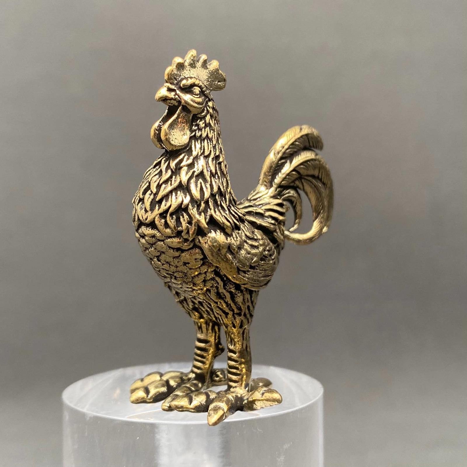 The Unbranded Brand Brass Rooster Figurine Decorative Statue Size ONE SIZE - 2 Thumbnail
