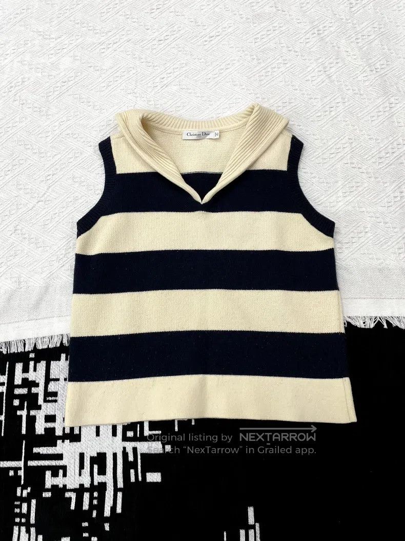 Dior Dior Black and white striped navy collar letter sleeveless Size M / US 6-8 / IT 42-44 - 1 Thumbnail