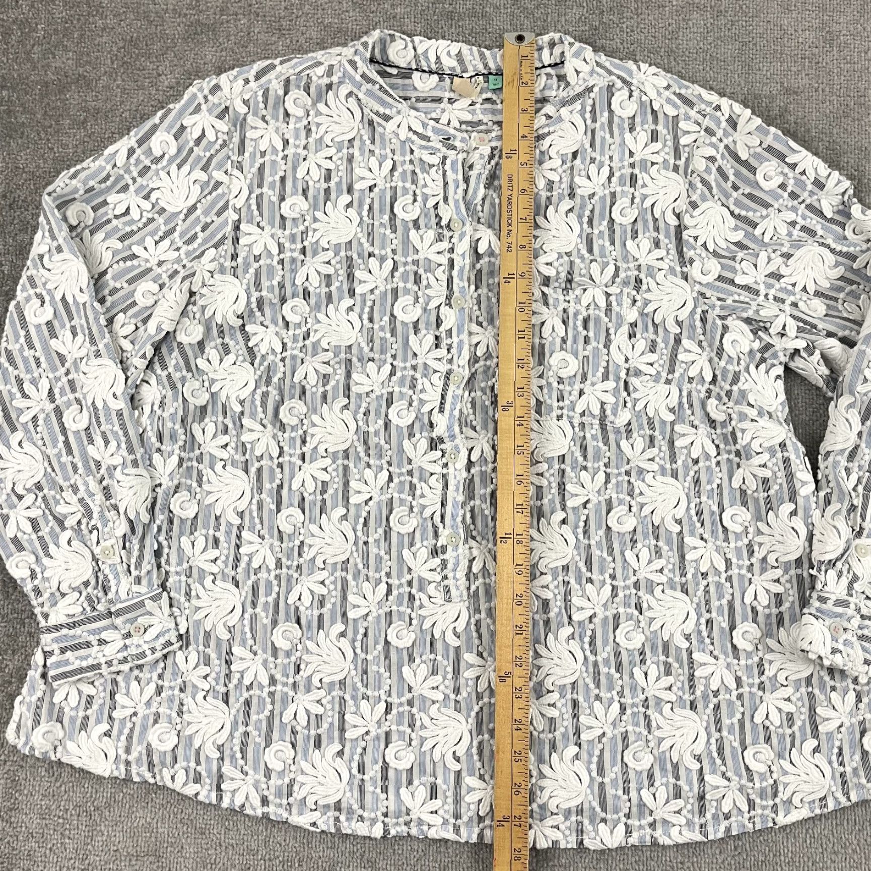 Anthropologie VINTAGE Anthropologie Pilcro The Whitney Trapeze Blouse Womens 1X Floral Embroidered White Blue Casual Shirt Size XL / US 12-14 / IT 48-50 - 3 Thumbnail