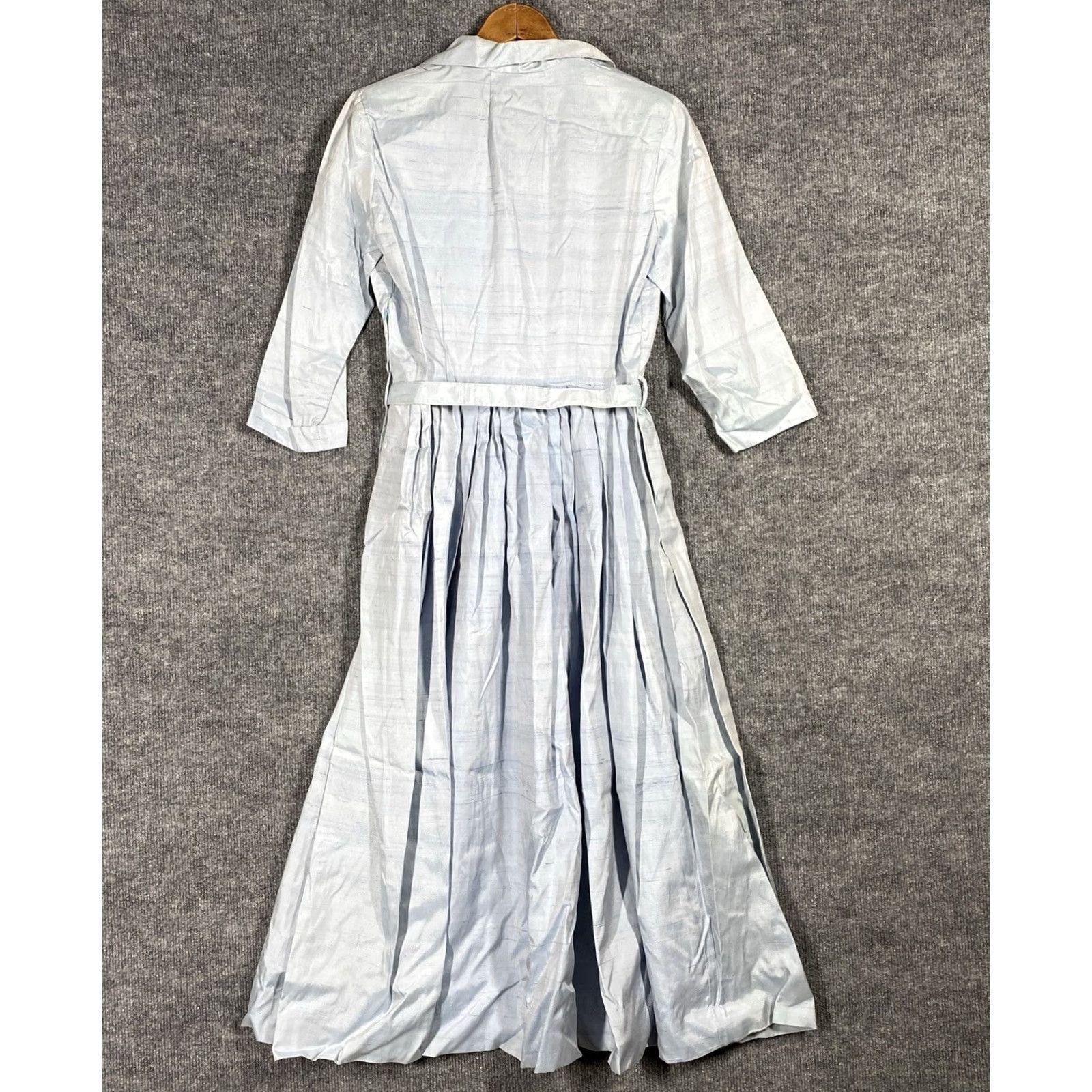 Vintage VINTAGE 1950s Silk Shirt Dress Women Size 12 Light Blue Belt Pleated Rockabilly Blue Shirt Dress Womens Size XL / US 12-14 / IT 48-50 - 6 Thumbnail