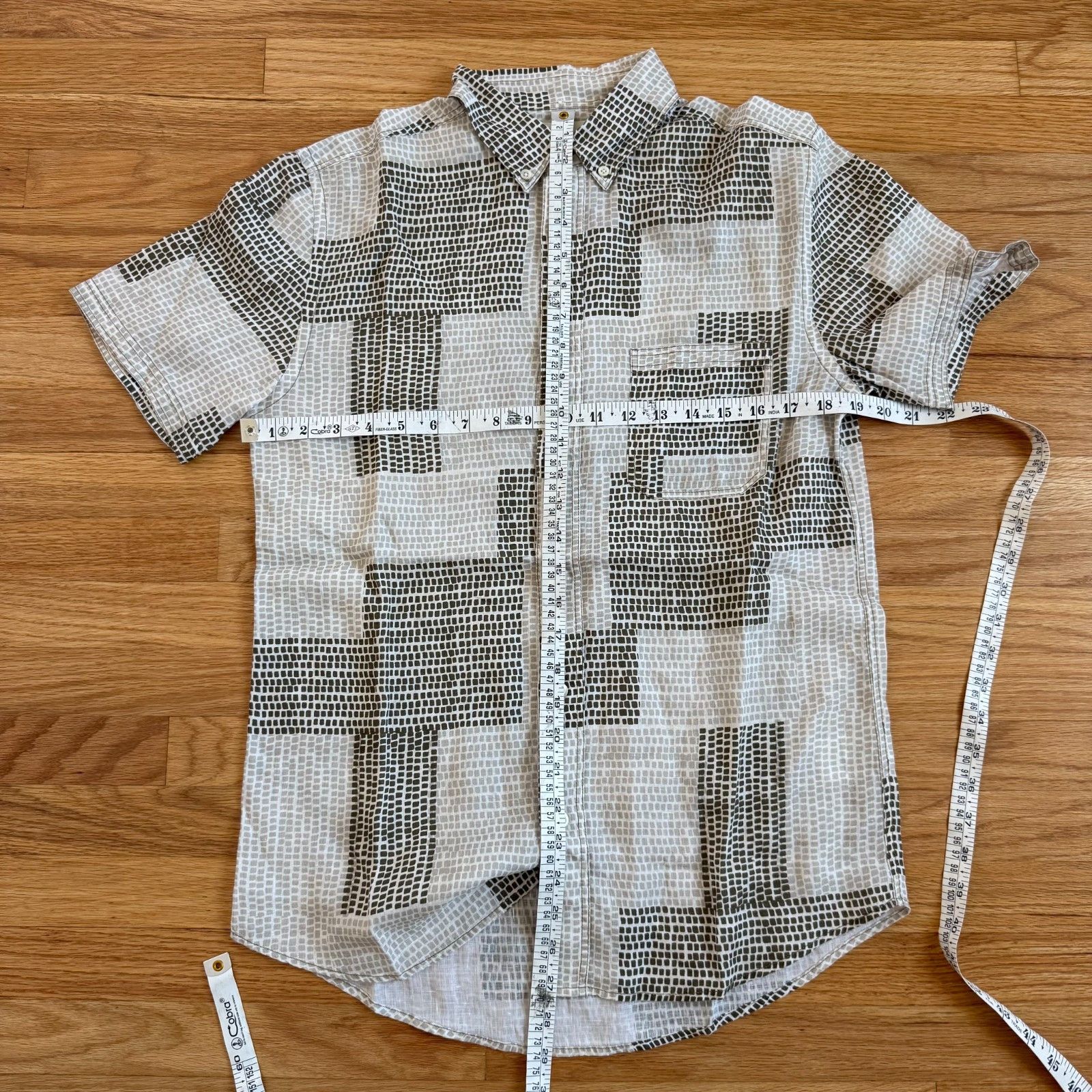 Billy Reid Billy Reid Short Sleeve Linen Patchwork Tuscumbia Shirt Size US S / EU 44-46 / 1 - 2 Thumbnail