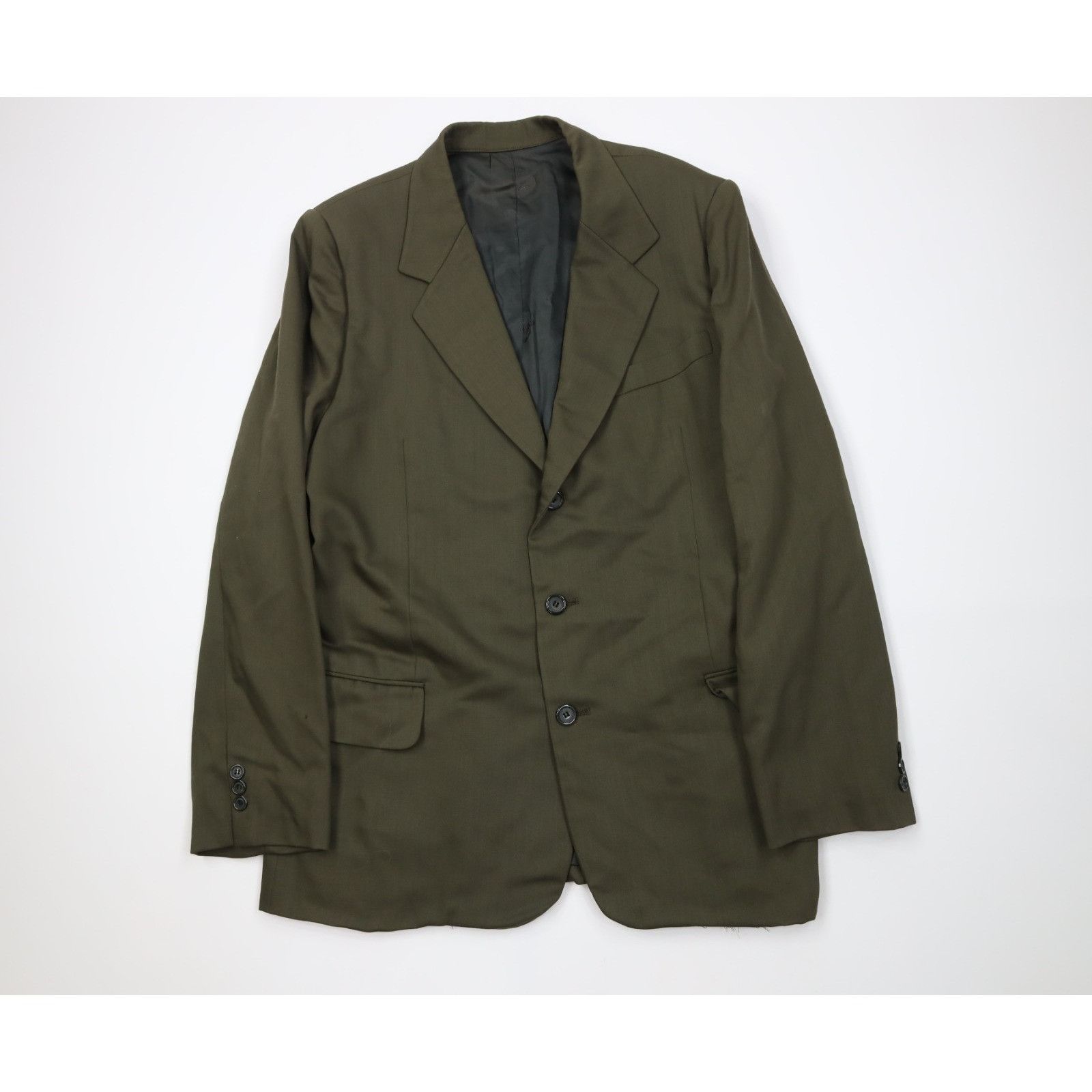 Vintage Vintage 90s Streetwear 2 Piece Rayon Gabardine Wool Suit Size 42R - 2 Thumbnail