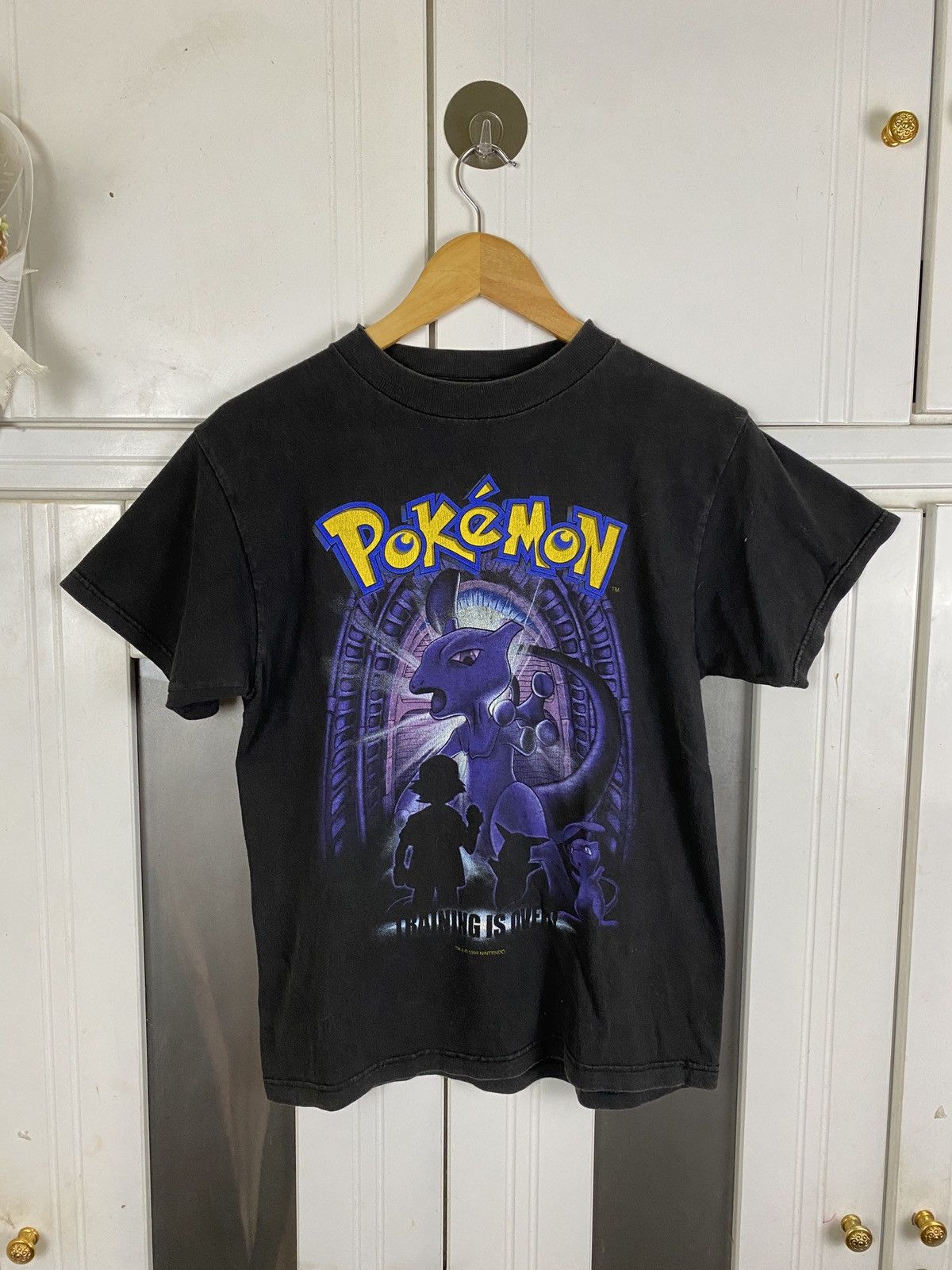 image of Cartoon Network x Pokemon Vintage 90's Pokemon Metwo in Faded Black, Men's (Size Small)