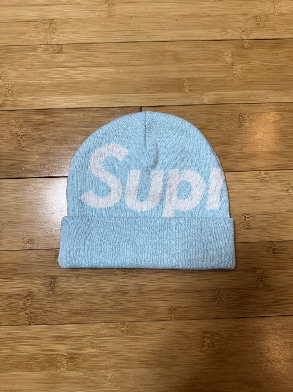 Supreme Supreme Big Logo Beanie - Light Blue Size ONE SIZE - 1 Thumbnail