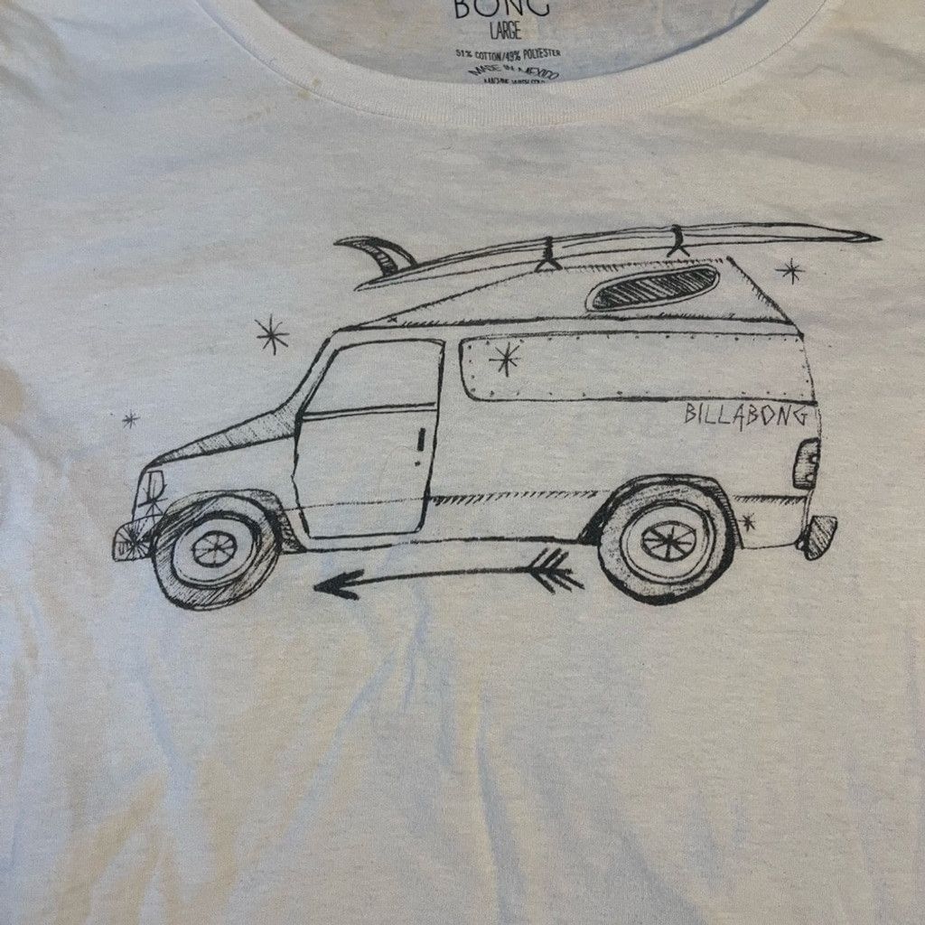 Billabong Billabong womens White Graphic Tee size L(small stain) Size L / US 10 / IT 46 - 3 Thumbnail