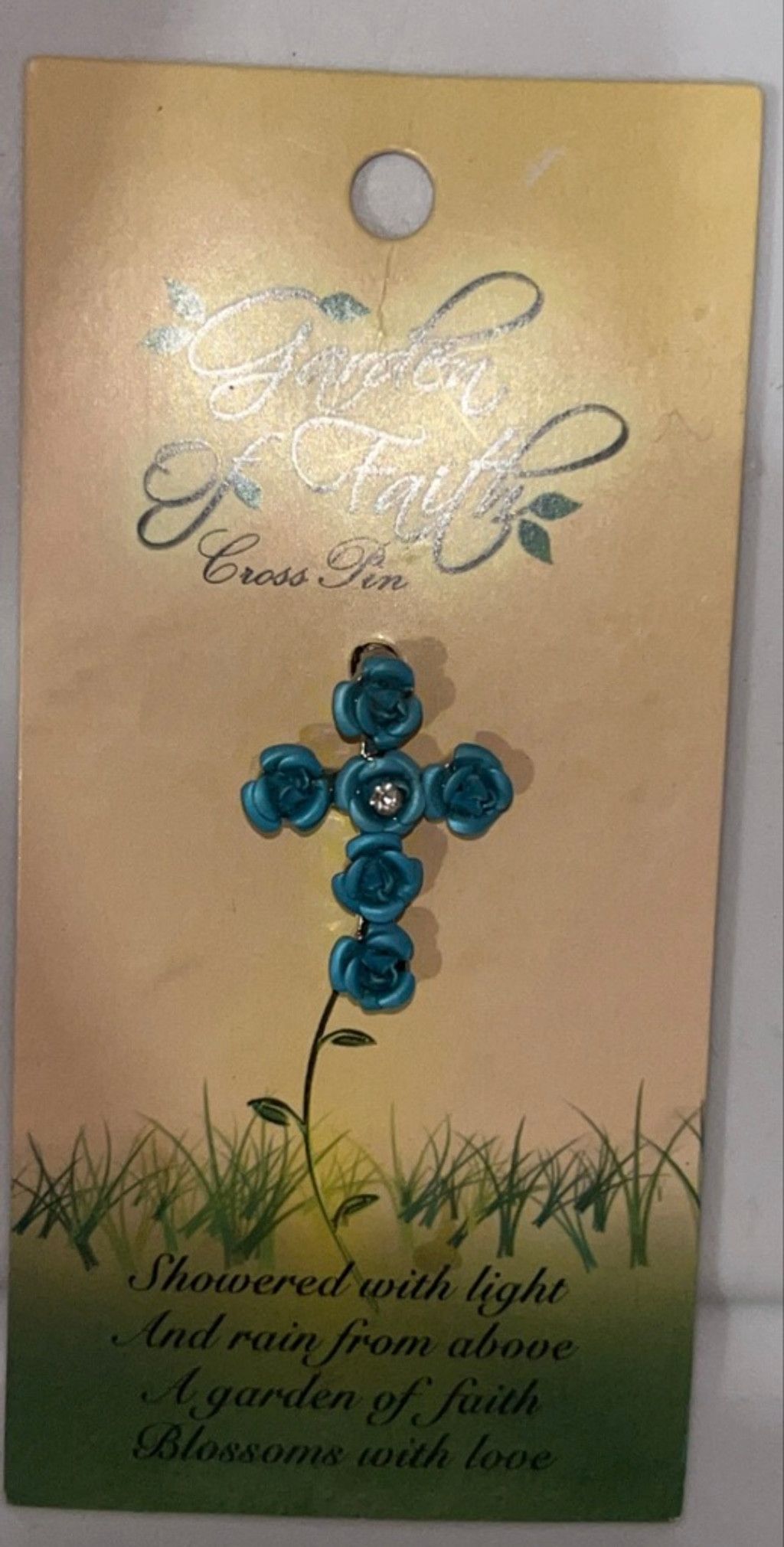 The Unbranded Brand Women's Unbranded Teal Cross Brooch Pin One Size Size ONE SIZE - 1 Thumbnail