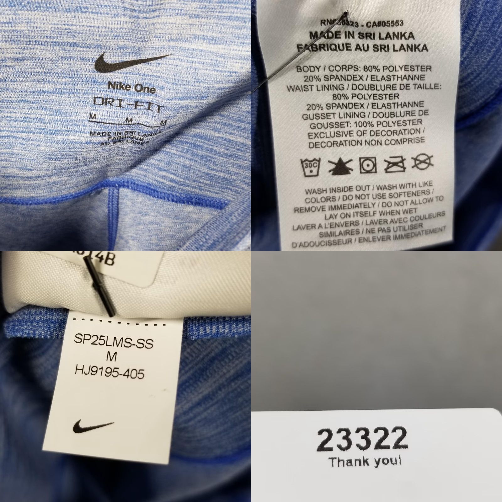 Nike Nike One Dri-FIT Leggings Womens Medium Blue High Rise Full Length Yoga Pants Size 32" / US 10 / IT 46 - 8 Thumbnail