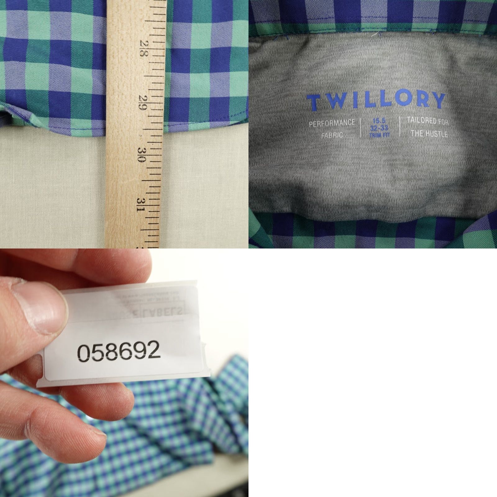 Vintage Twillory Shirt Mens Medium Blue Green Gingham Plaid Button Up Flex Performance Size US M / EU 48-50 / 2 - 8 Thumbnail