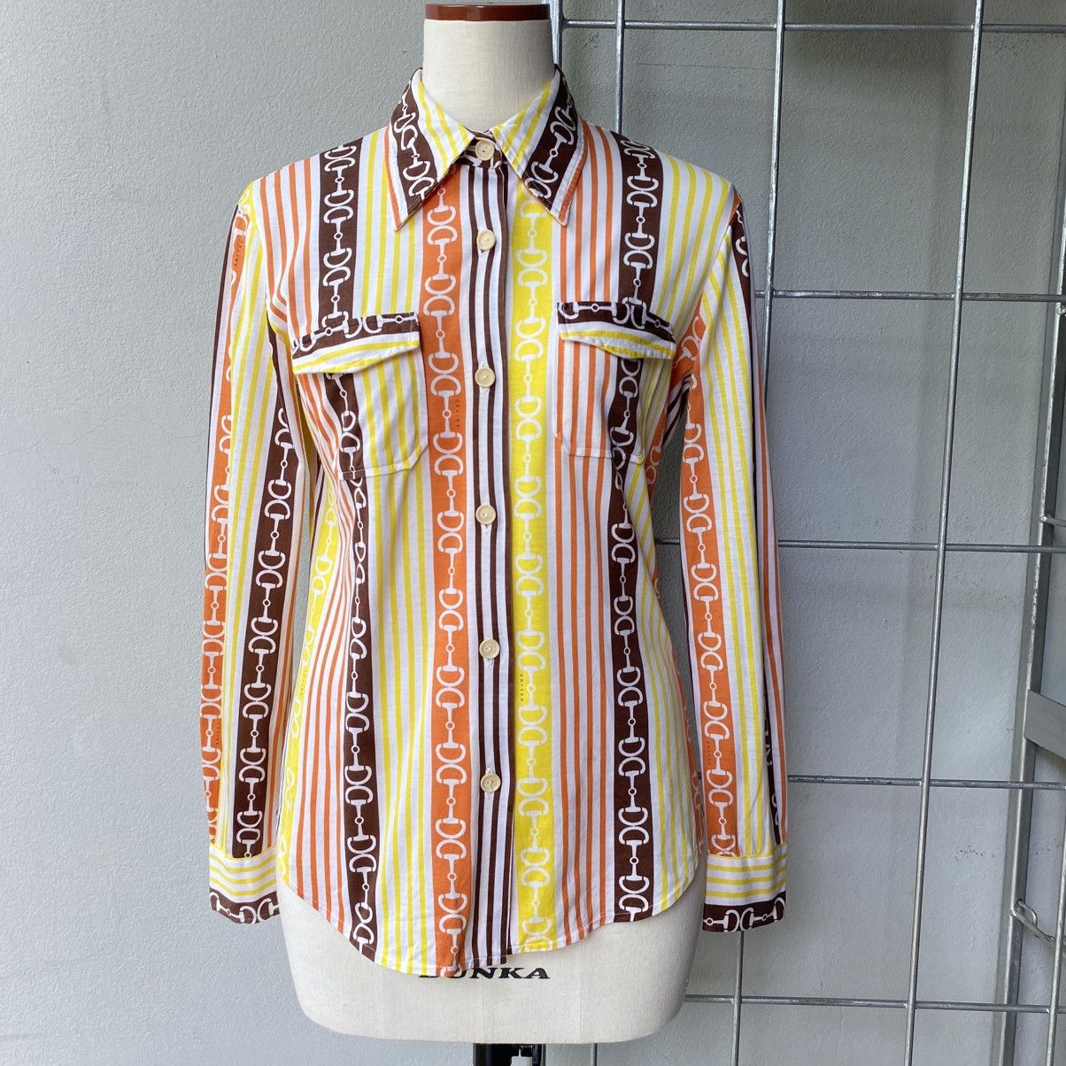 Celine CELINE etro Chain Stripe Button-Up Shirt Size XS / US 0-2 / IT 36-38 - 19 Thumbnail