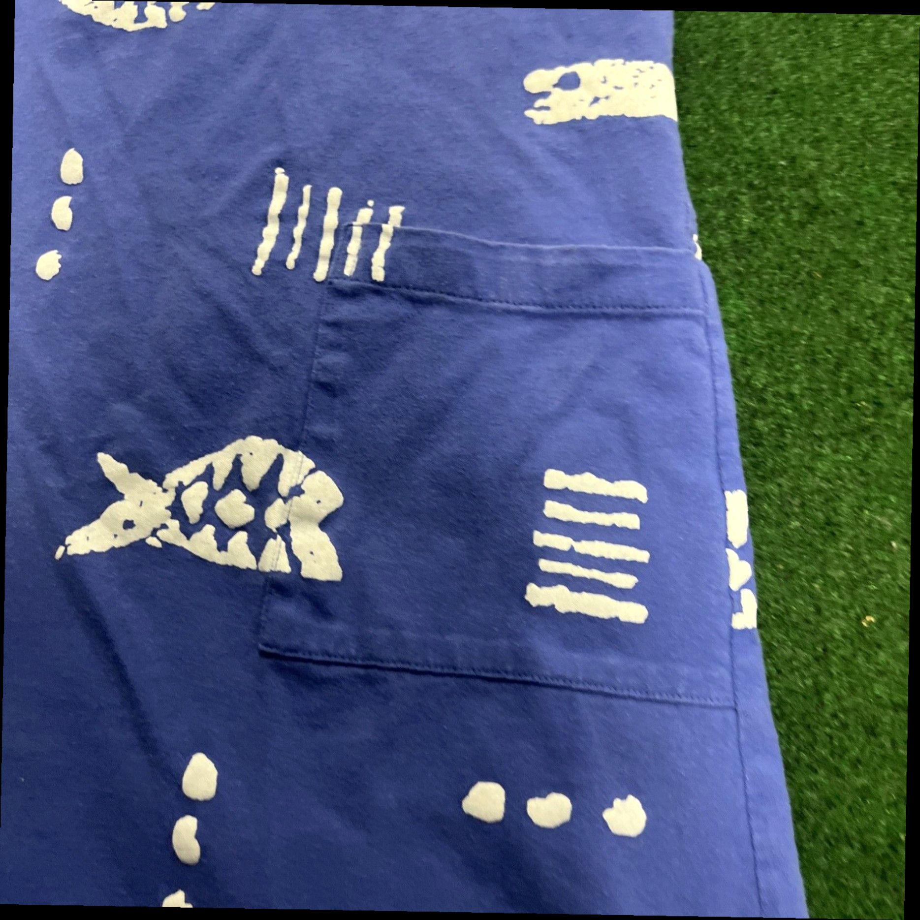 Vintage M Mac Dress Sma Blue Fish Print Comfy Vermont Country Store Short Sleeve Pockets Size 28" / US 6 / IT 42 - 3 Thumbnail