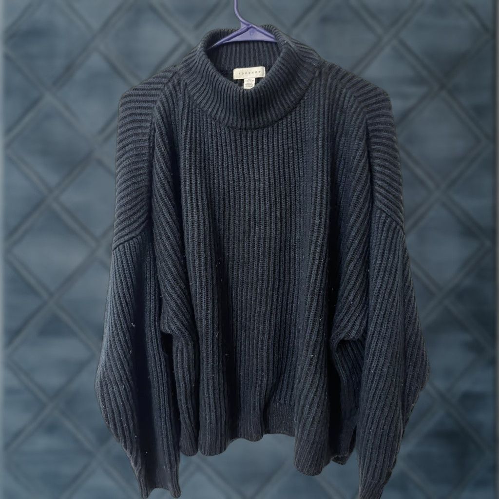 Topshop VINTAGE Topshop Womens Size 4-6 Black Pointelle Detail Crewneck Sweater Size S / US 4 / IT 40 - 1 Thumbnail