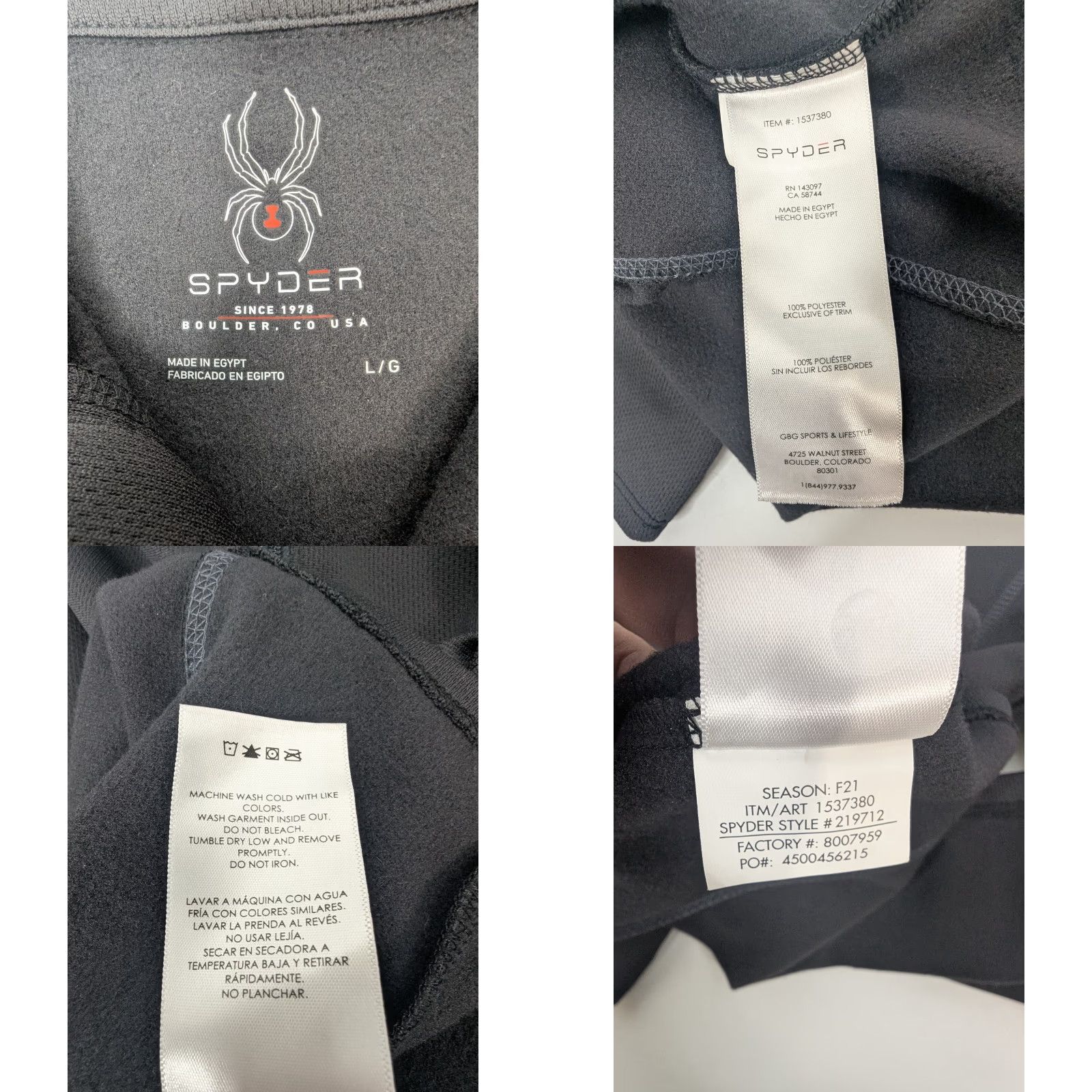 Spyder Spyder Women's L 1/4 Zip Jacket Base Layer Top Black 100% Polyester Lightweight Zipper Regular Long Sleeve Crew Neck Sports Outdoor Travel Casual Size L / US 10 / IT 46 - 8 Thumbnail