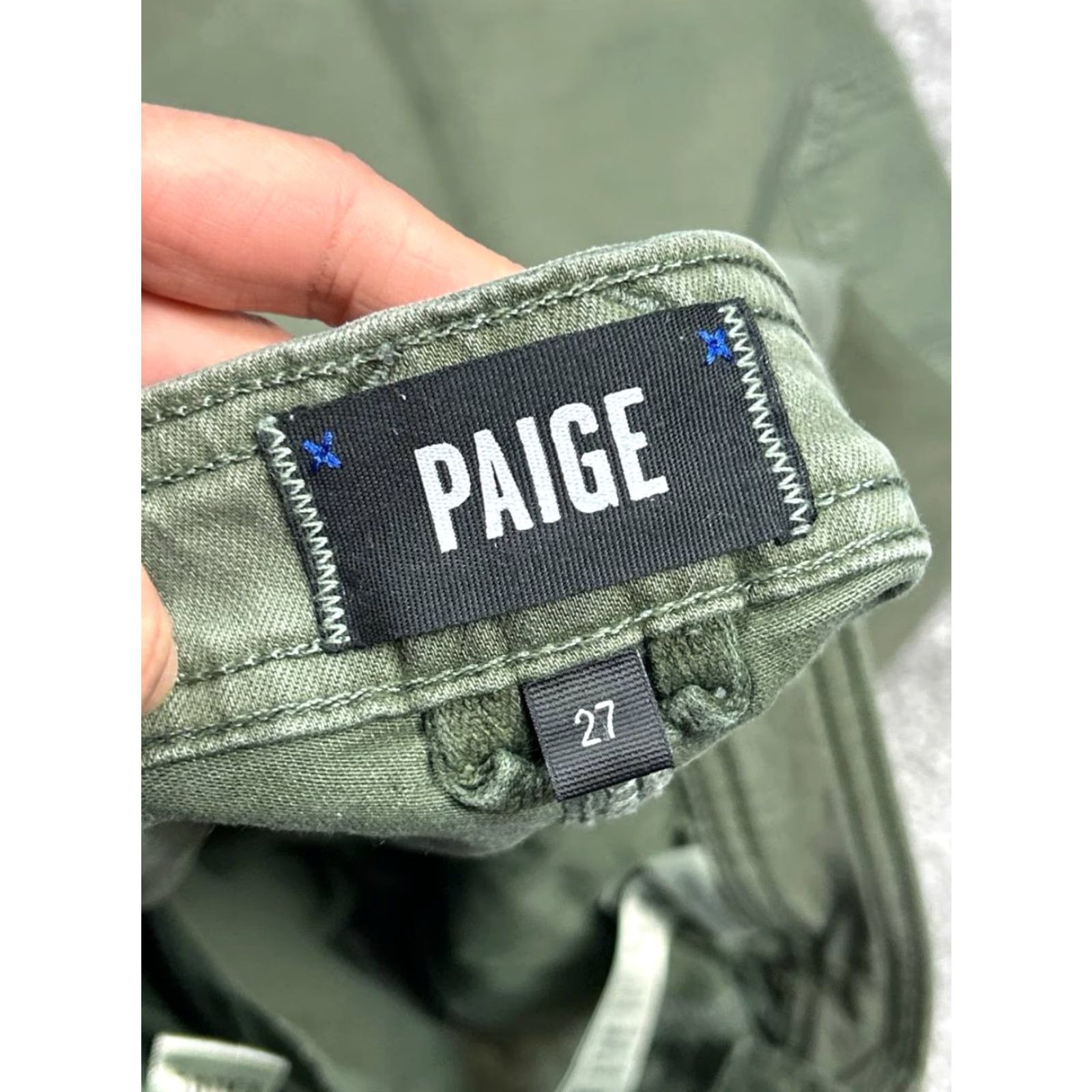 Paige Paige Jeans Womens 27 Green Denim Cargo Pockets Ankle Skinny 28x28 Cotton Modal Polyester Spandex Rayon City Preppy Mens Womens Boys Girls Size 27" / US 4 / IT 40 - 3 Thumbnail