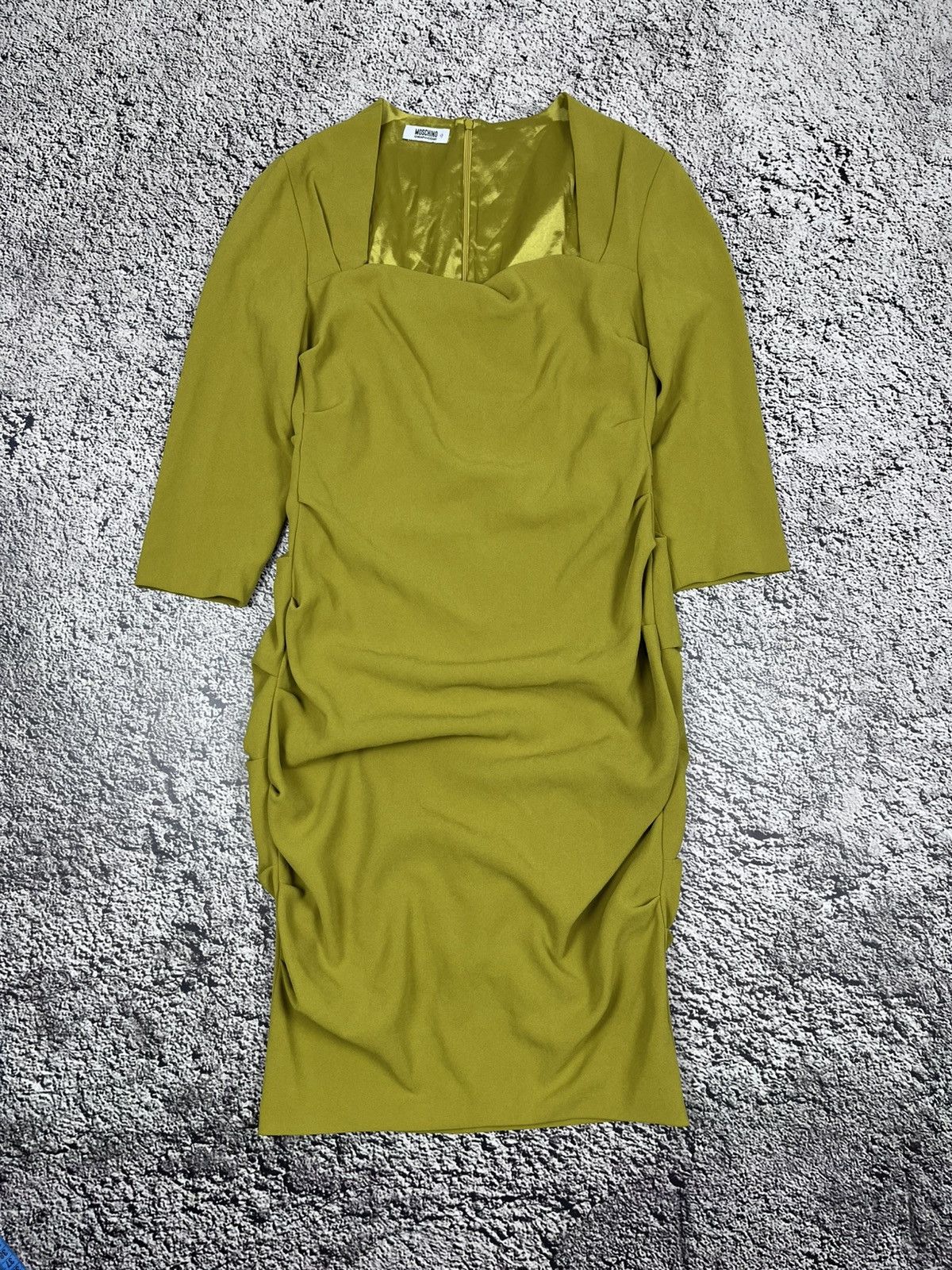 Moschino Vintage Moschino Olive Draped Midi Dress siz 12 Size XL / US 12-14 / IT 48-50 - 2 Thumbnail