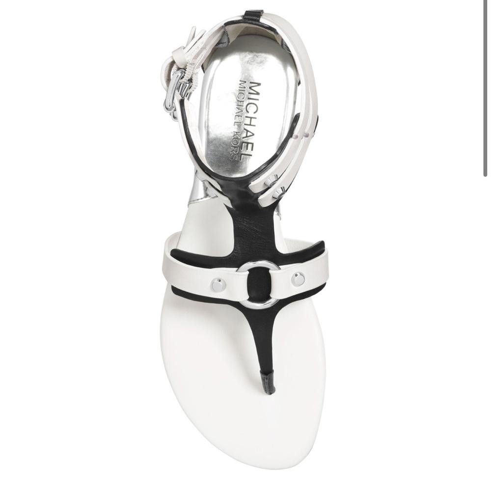 Michael Kors MICHAEL Michael Kors Nadine T-Strap Black White Sandals 6 Size US 6 / IT 36 - 3 Thumbnail