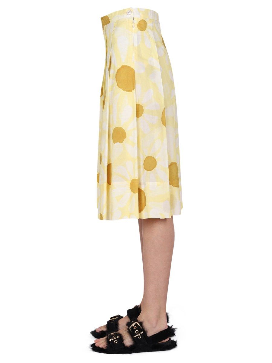 Marni o1y1125 Midi Skirt in Yellow/White Size 28" / US 6 / IT 42 - 2 Thumbnail