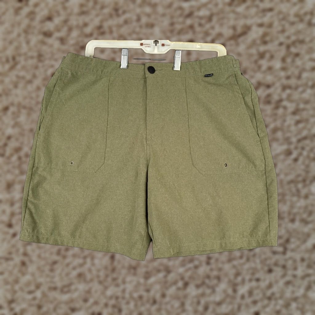 Hurley Mens Shorts 36 Green Phantom Chino Rip-Stop Polyester Blend 38x7 Casual Pocket Logo