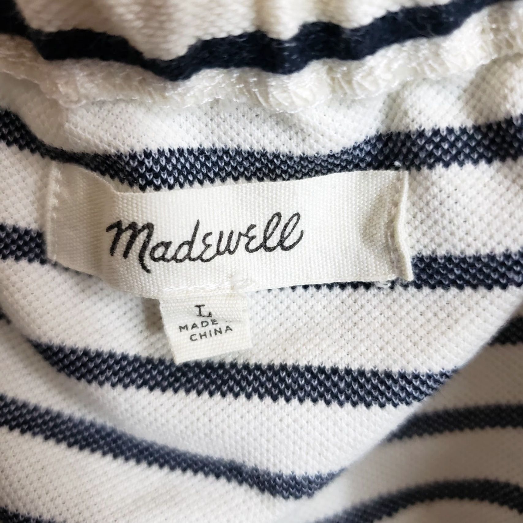 Madewell Madewell Blouse Womens Short Sleeve Off the Shoulder Top L Black Stripe Multicolor Size L / US 10 / IT 46 - 6 Thumbnail