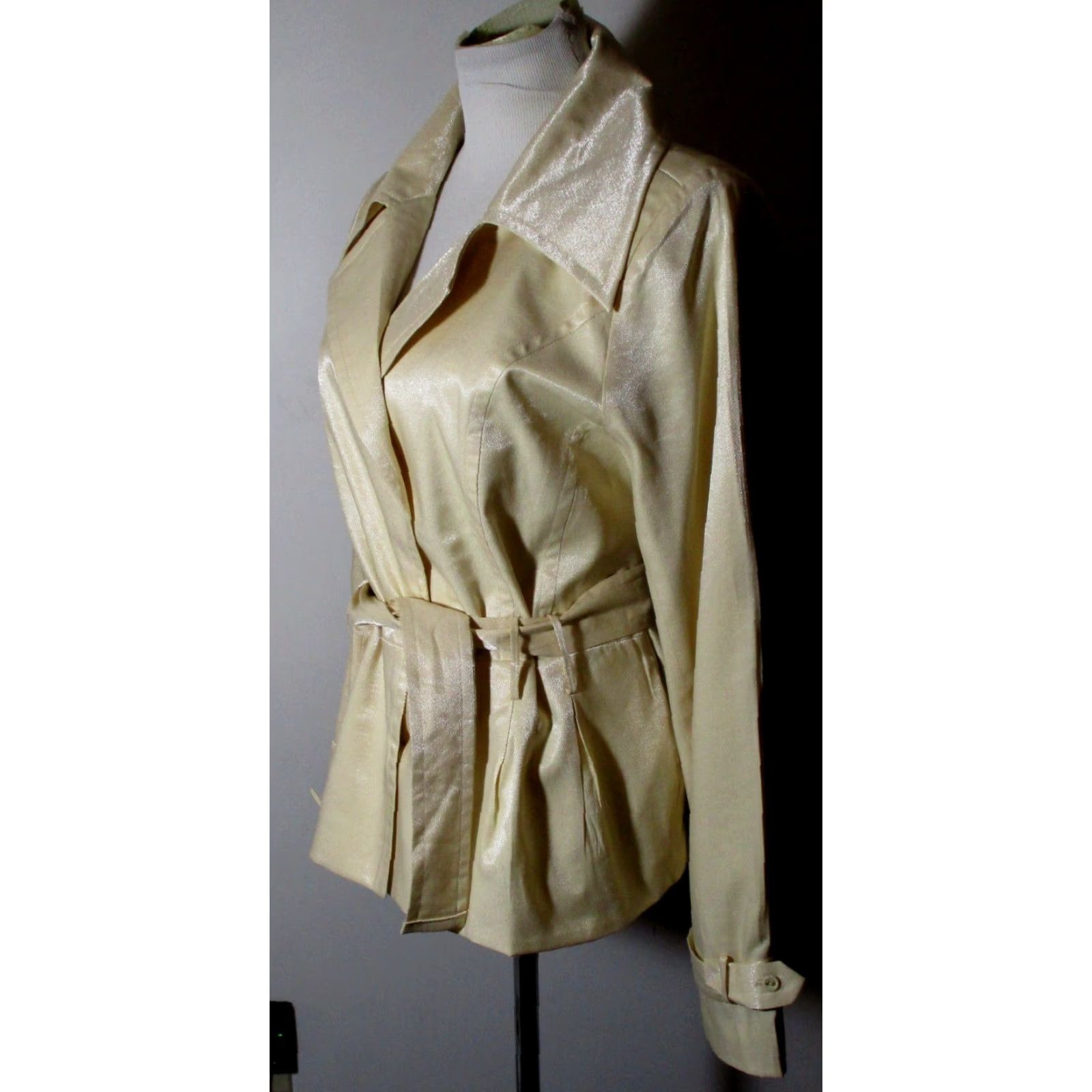 Vintage ELIZABETH HASSELBECK Creme Jacket Snap Button Size 14 NWOT Size XL / US 12-14 / IT 48-50 - 2 Thumbnail