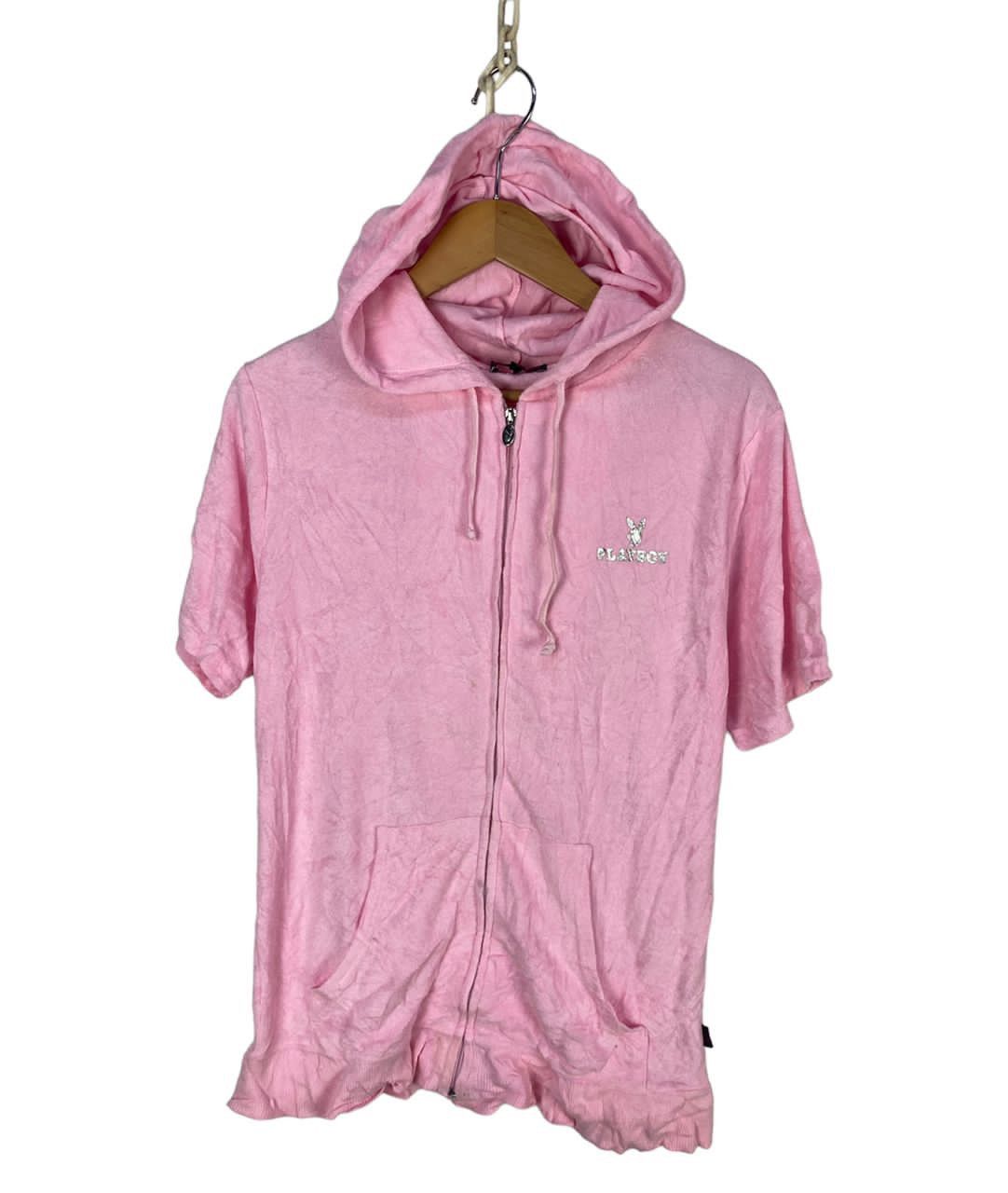 Playboy embroidered logo short sleeve zipper hoodie