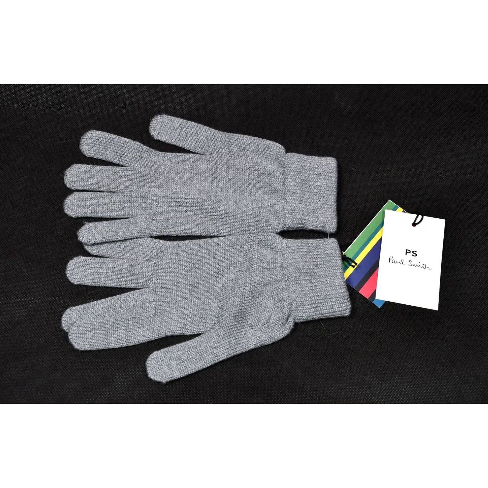 Paul Smith Paul Smith Cashwool Men's Wool Gloves Grey One Size Wrist Knit 100% Lambswool Solid Winter Fall Spring Casual Mens Size ONE SIZE - 5 Thumbnail