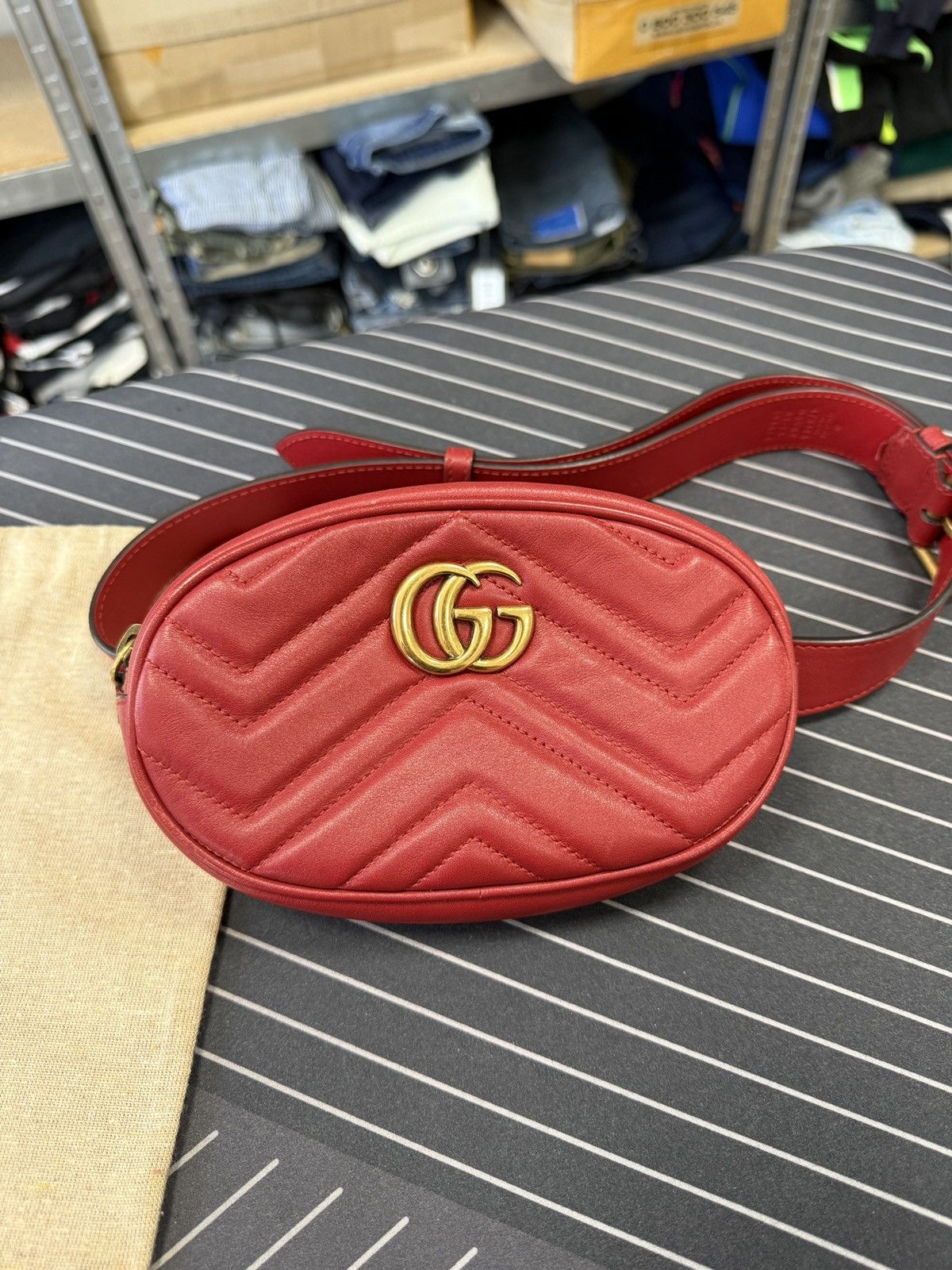 Gucci 🇮🇹 Gucci 476434 GG Marmont Bag Waist Pouch Belt Bag Waist Size ONE SIZE - 2 Thumbnail