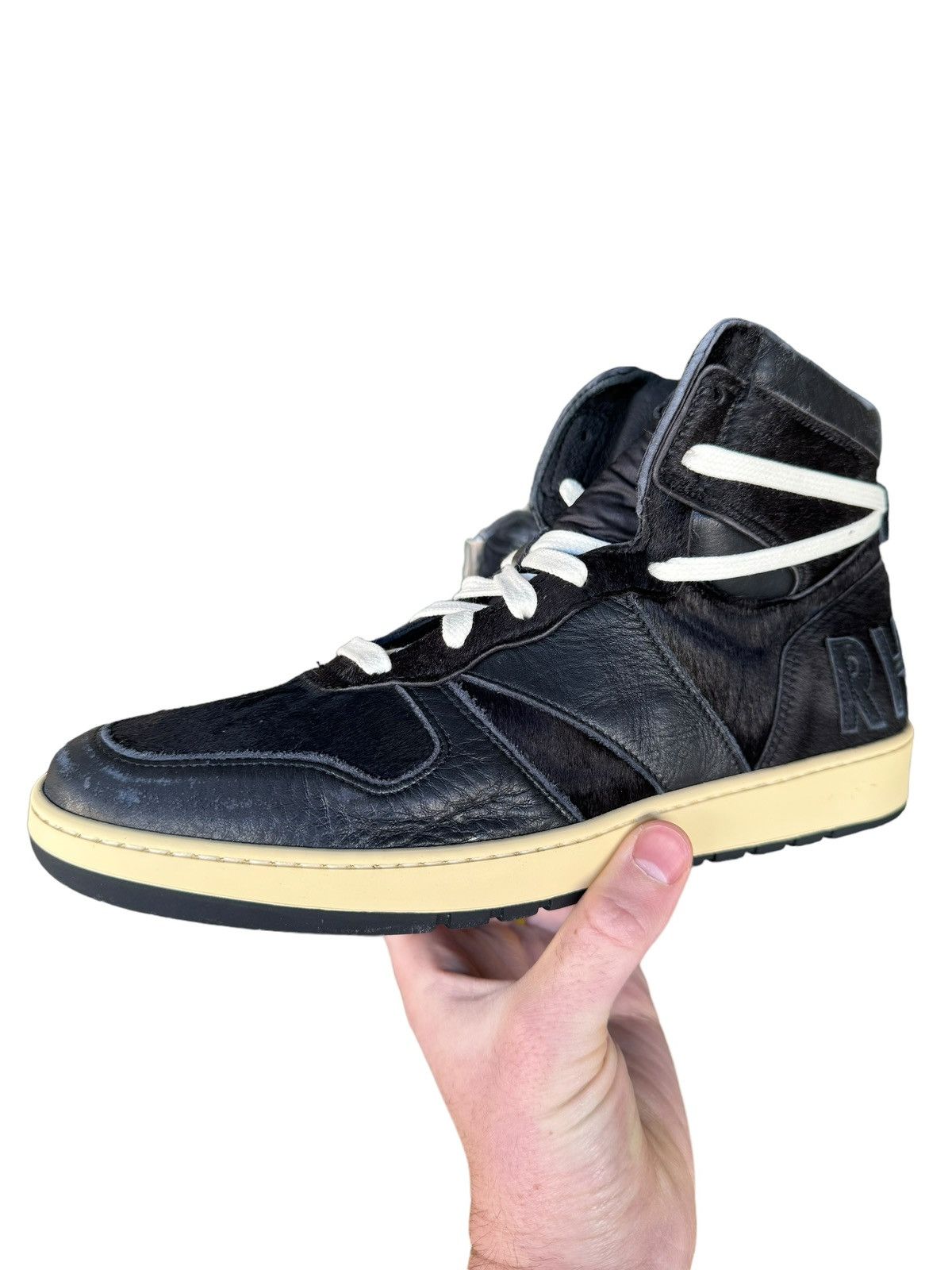 Rhude $595 Pony Hair Rhecess Vintage Distressed Hi Sneaker Leather Size US 9 / EU 42 - 2 Thumbnail