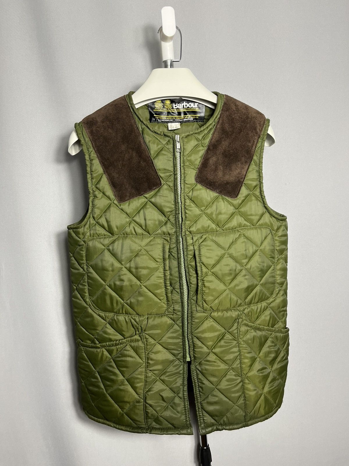 Barbour Barbour Quilted Gilet Vest Mens Hunting Vintage Olive suede Size US S / EU 44-46 / 1 - 1 Thumbnail