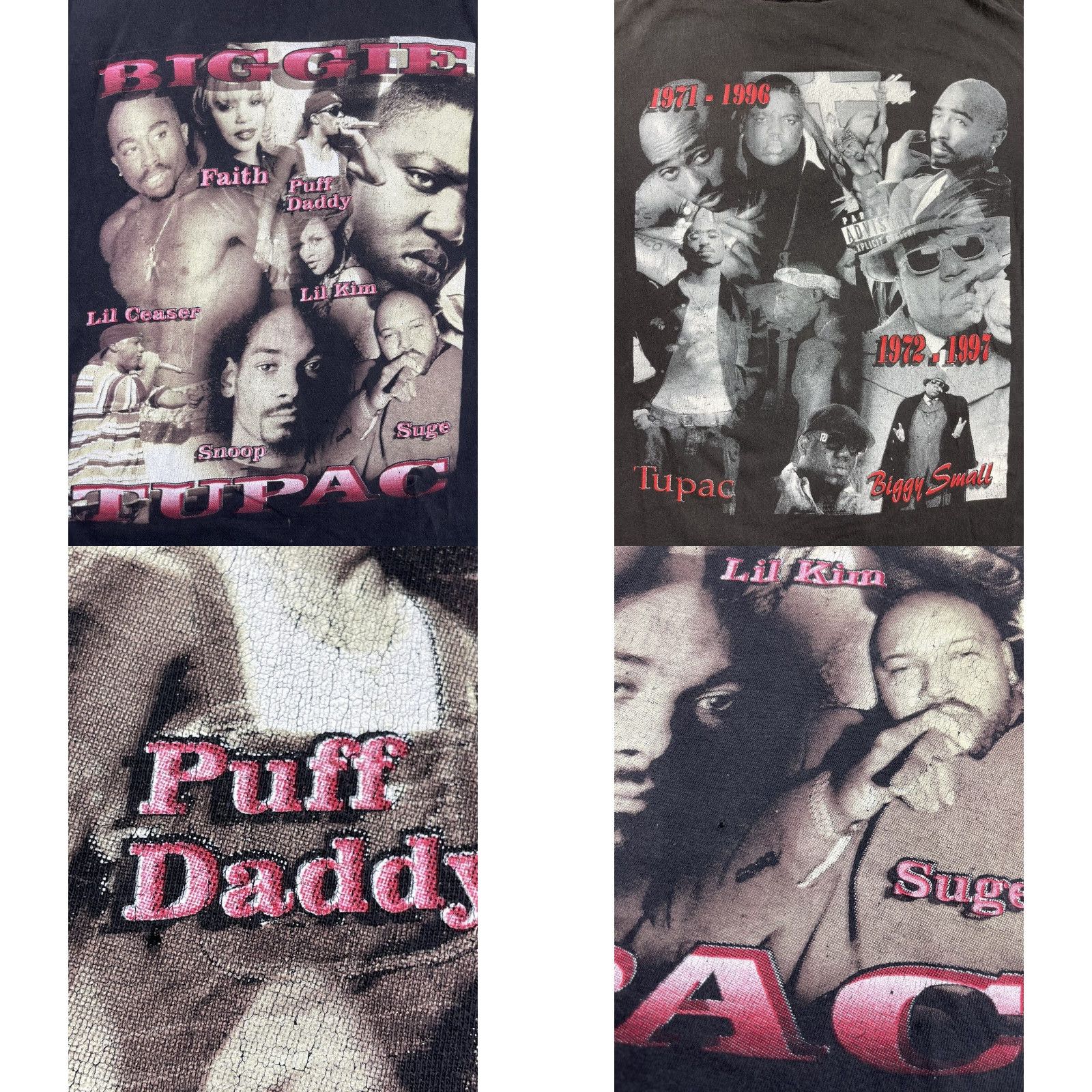 Vintage VINTAGE Rap T-Shirt Short Hills Mens XXL Black 90s Snoop Dogg Tupac Biggie Puff Daddy Lil Kim 2-Sided Crew Neck Cotton Short Sleeve Size US XL / EU 56 / 4 - 8 Thumbnail