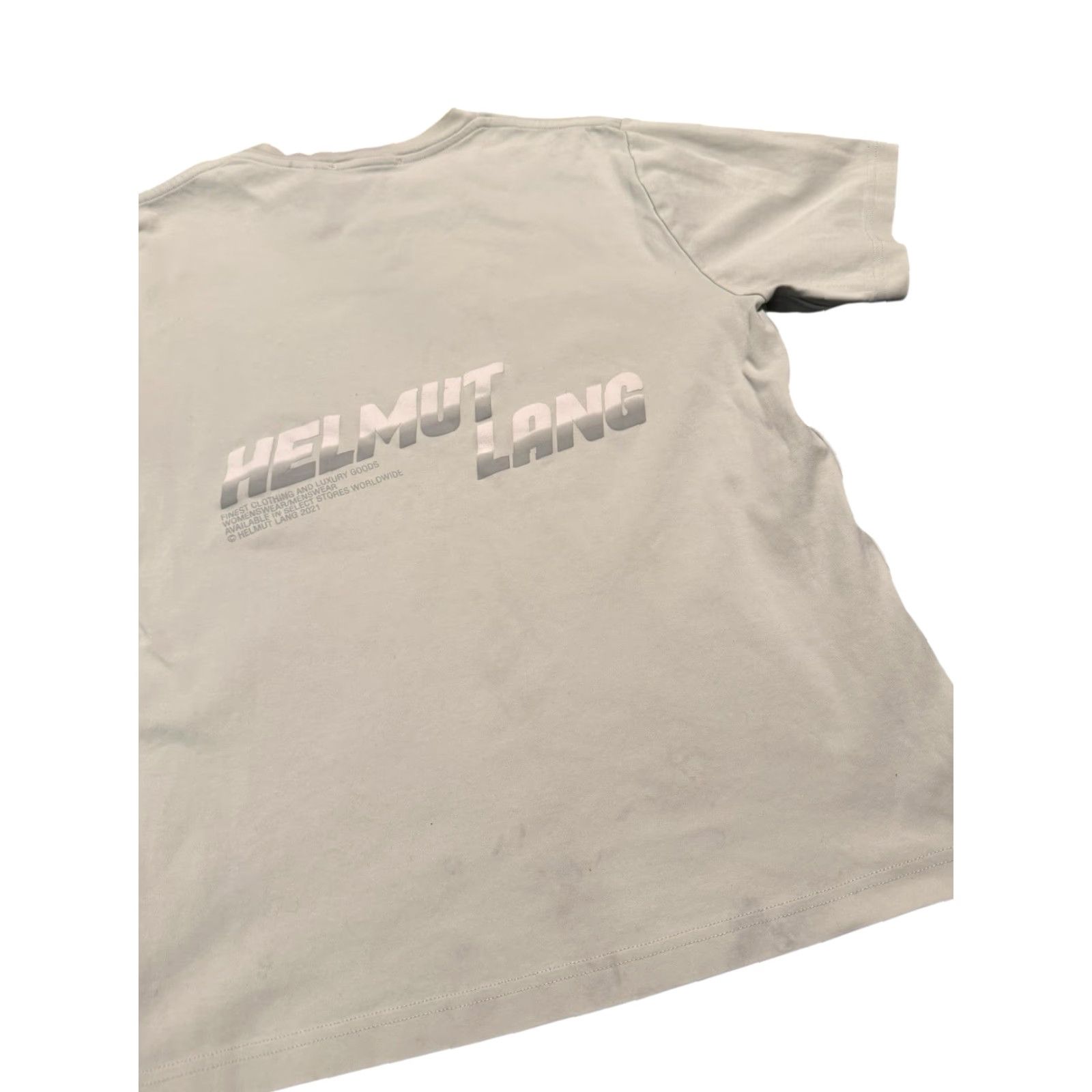 Helmut Lang Helmut Lang Piping Tee Mens Size Medium Smoke Grey Back Logo Graphic 2021 Size US M / EU 48-50 / 2 - 6 Thumbnail