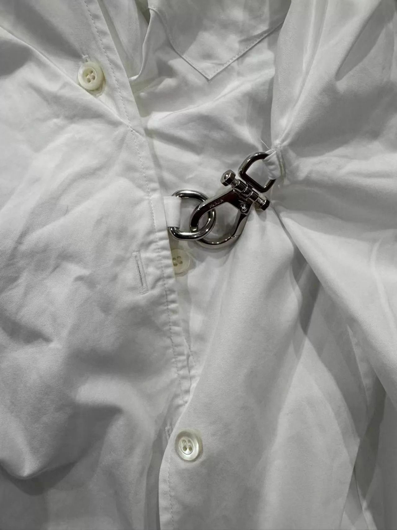 Prada PRADA White Shirt 40 Waist Adj Buckle Worn 1x Size S / US 4 / IT 40 - 2 Thumbnail