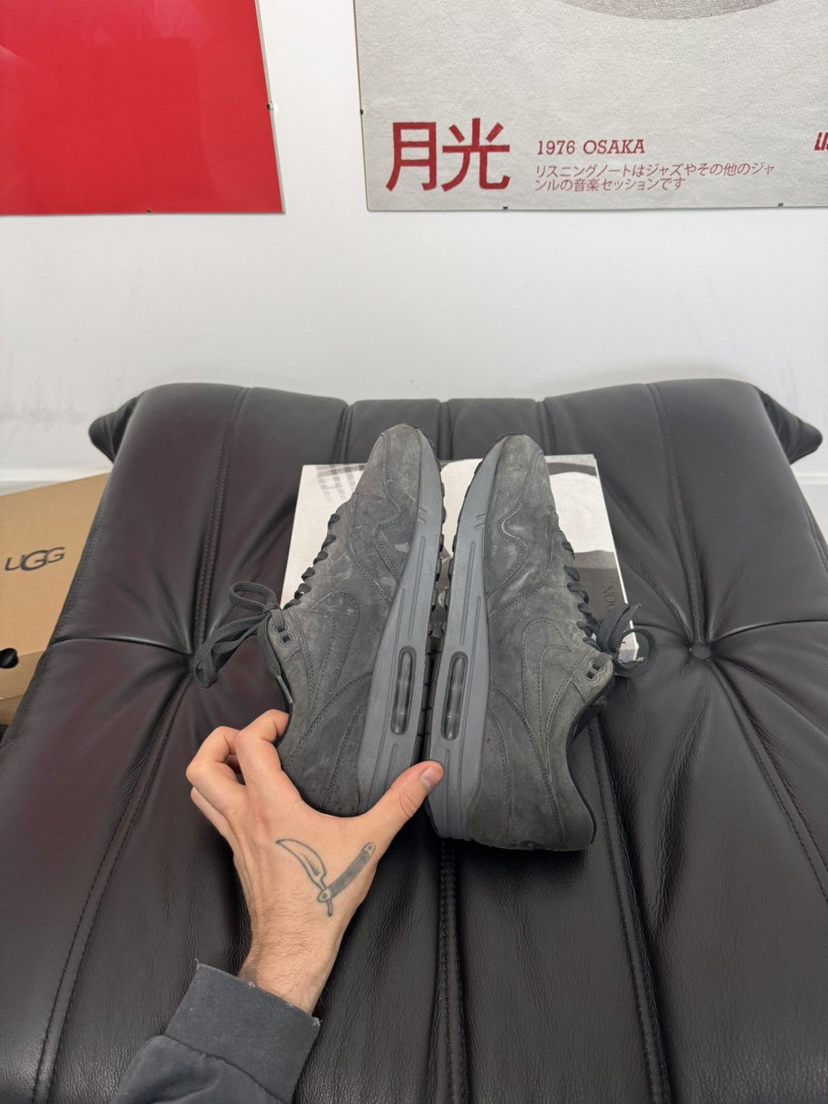 Nike Buty Nike Air Max 1 Premium Antracithe Low Washed Gray Kicks Size US 11 / EU 44 - 7 Thumbnail