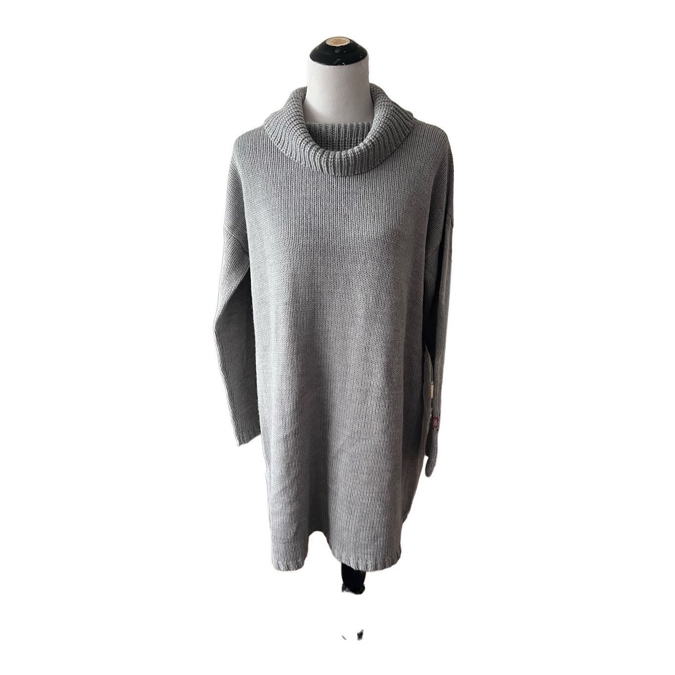 Anthropologie Anthropologie NWT Split Back Sweater Grey Sz L Size L / US 10 / IT 46 - 1 Thumbnail