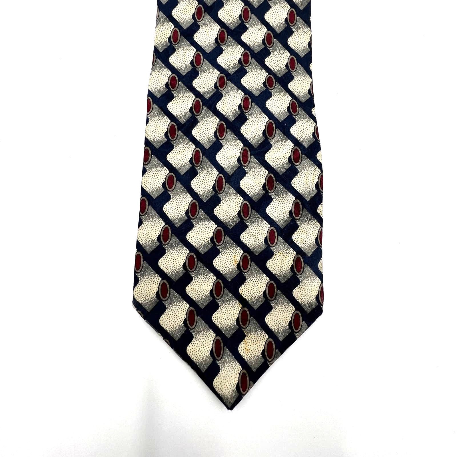 Pierre Balmain Balmain Abstract Silk Tie Navy Blue Motif Size ONE SIZE - 1 Thumbnail