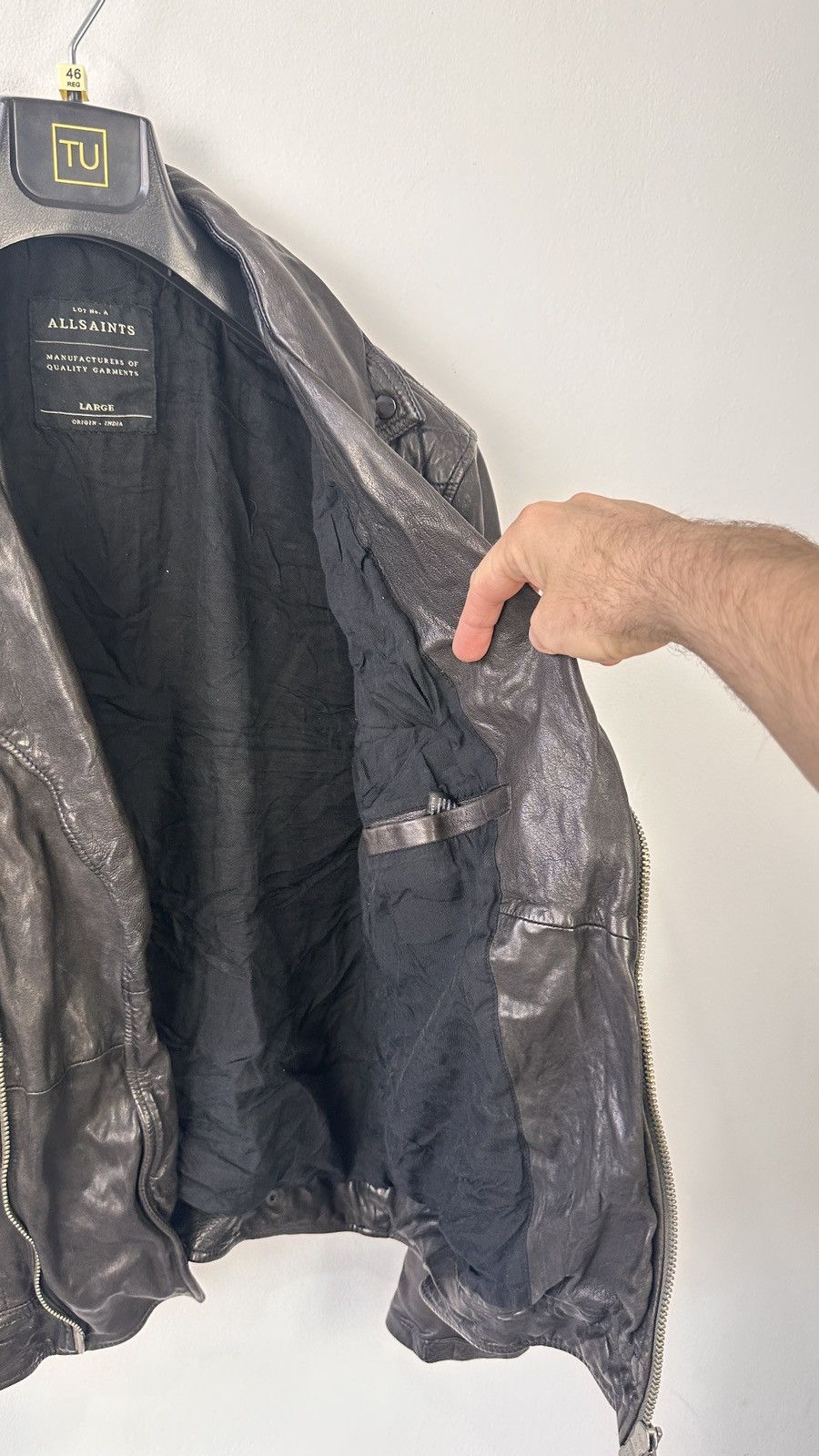 Allsaints AllSaints Conroy Men Leather Biker Jacket Quilted Double Zip Size US L / EU 52-54 / 3 - 21 Thumbnail