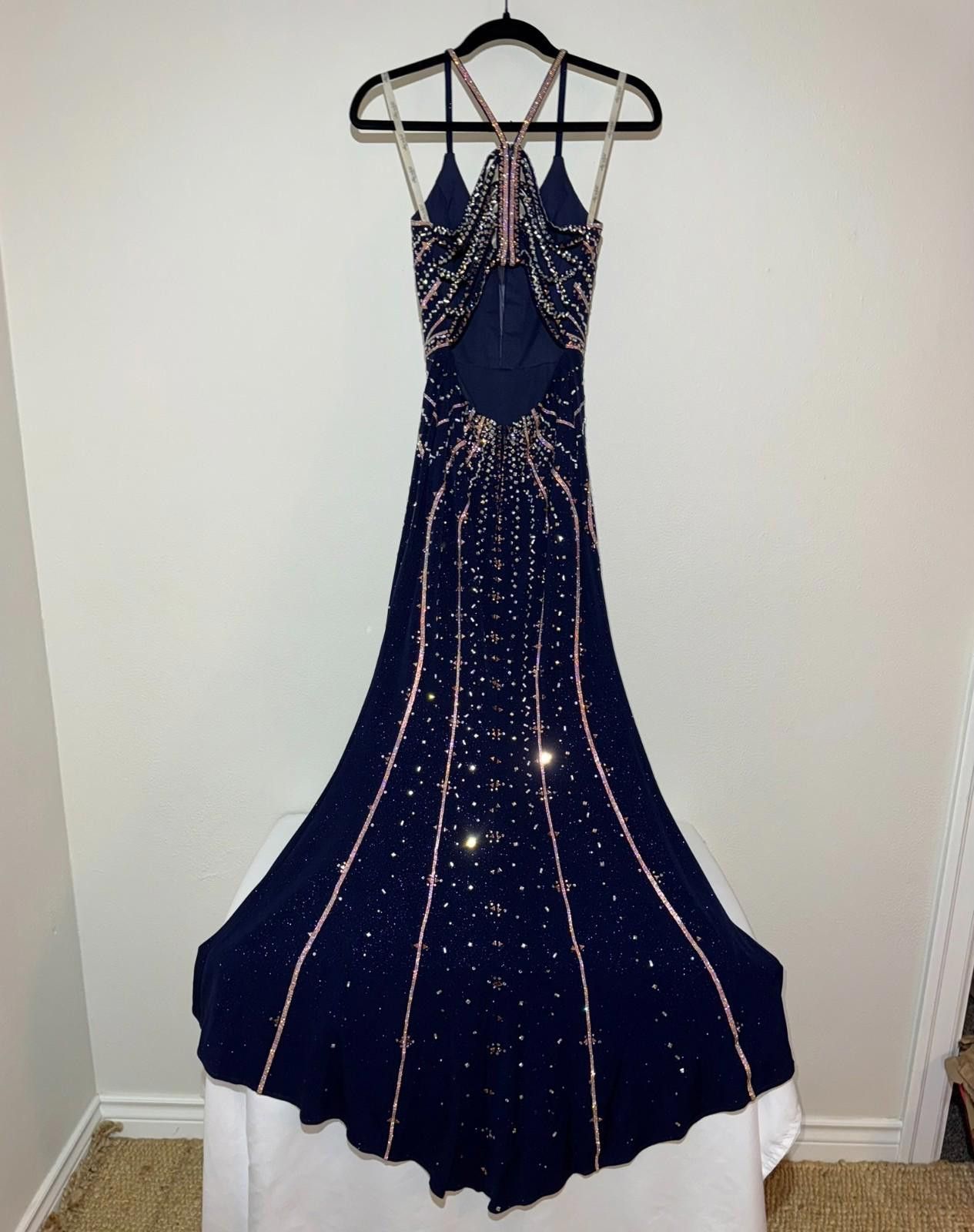 strapless open back dress Off-Shoulder Long White Sequin Prom Dress