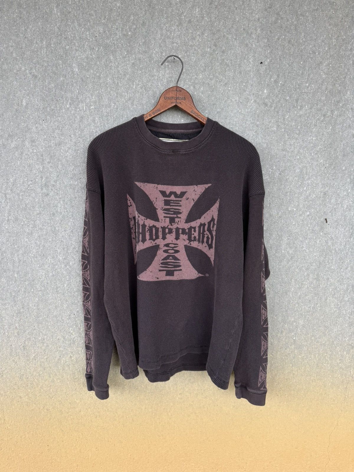 West Coast Choppers Faded Thermal Pink Cross Longsleeve
