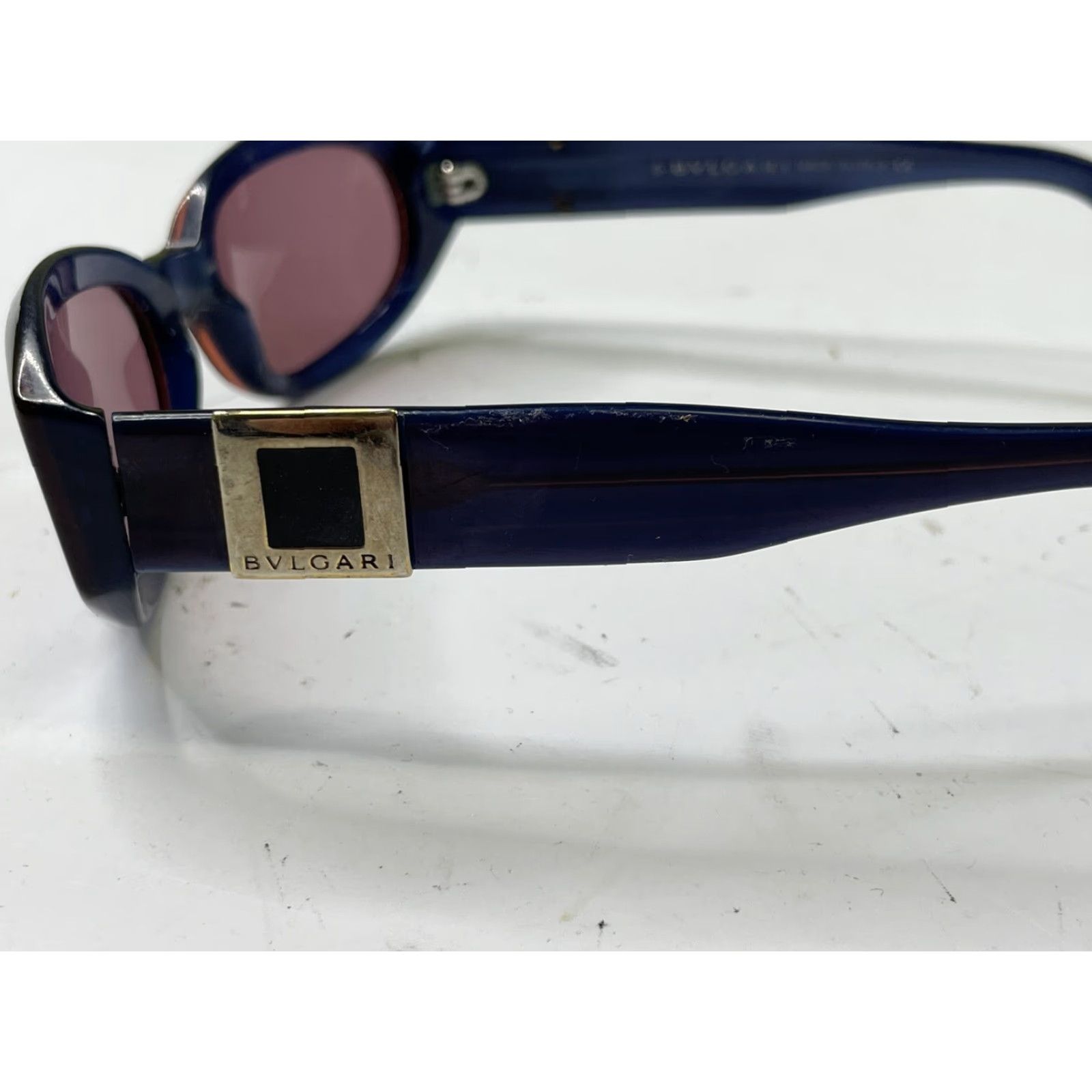Bvlgari BVLGARI Womens Sunglasses Designer Blue 822 Rectangle 1990s Y2K Vintage Back square logo glued Size ONE SIZE - 3 Thumbnail