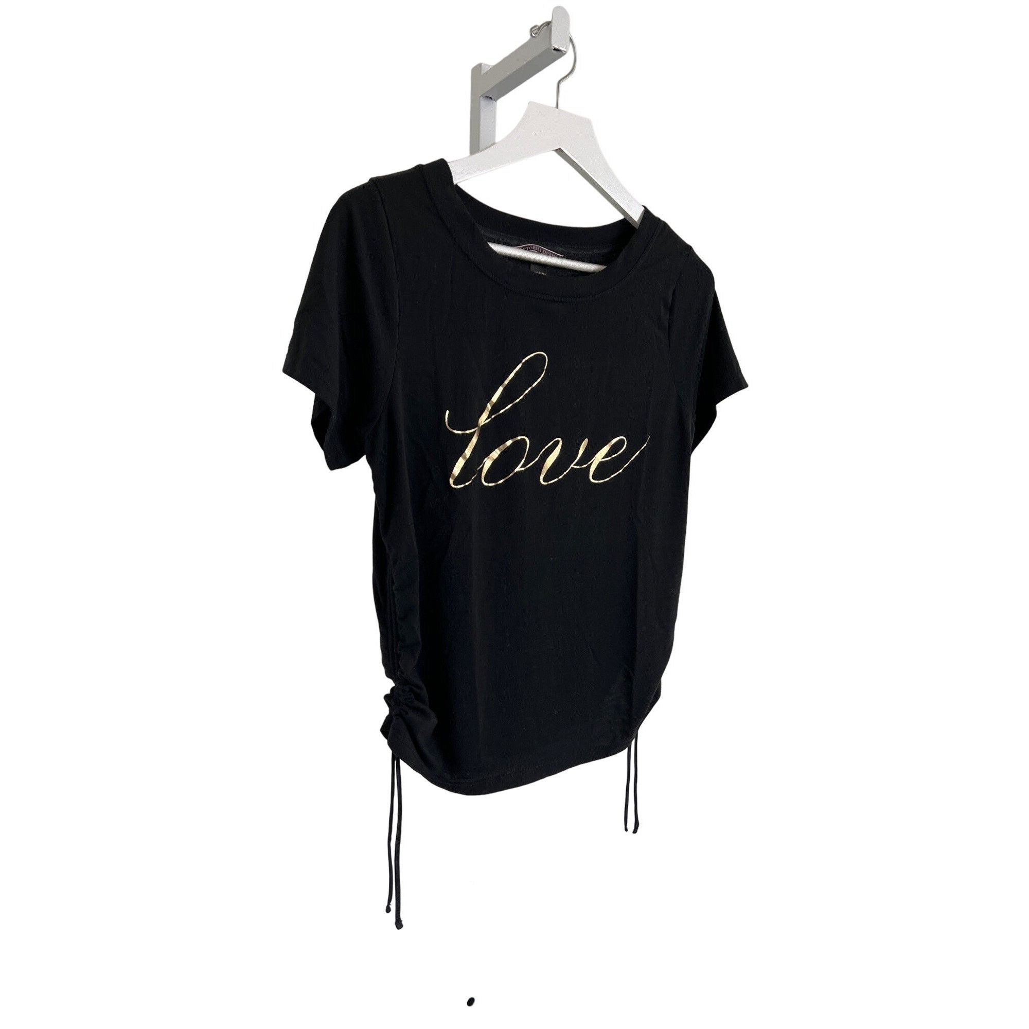Victoria's Secret Victorias Secret Love Lounge Top Black Gold Foil Graphic Size XS / US 0-2 / IT 36-38 - 2 Thumbnail