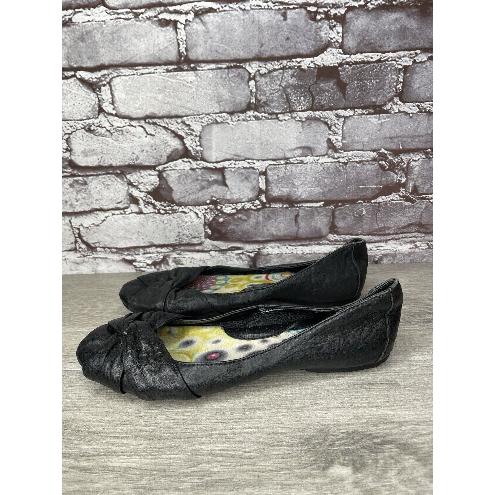 Born Born Lily W32114 Black Leather Vamp Accented Knot Ballet Fla Size US 8 / IT 38 - 6 Thumbnail
